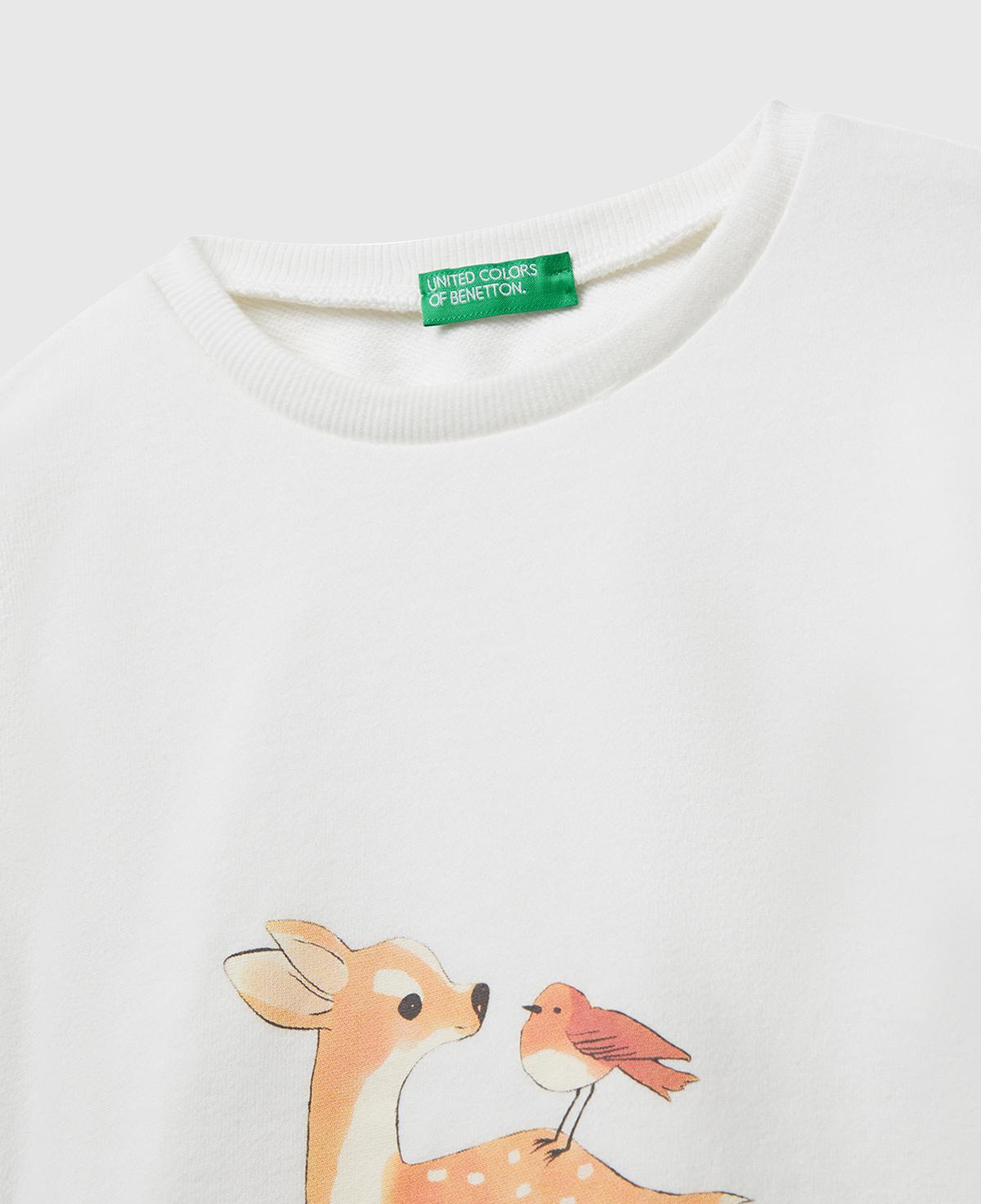 Kız Çocuk Ekru Önü Grafik Baskılı Ribanalı Oversize Sweatshirt