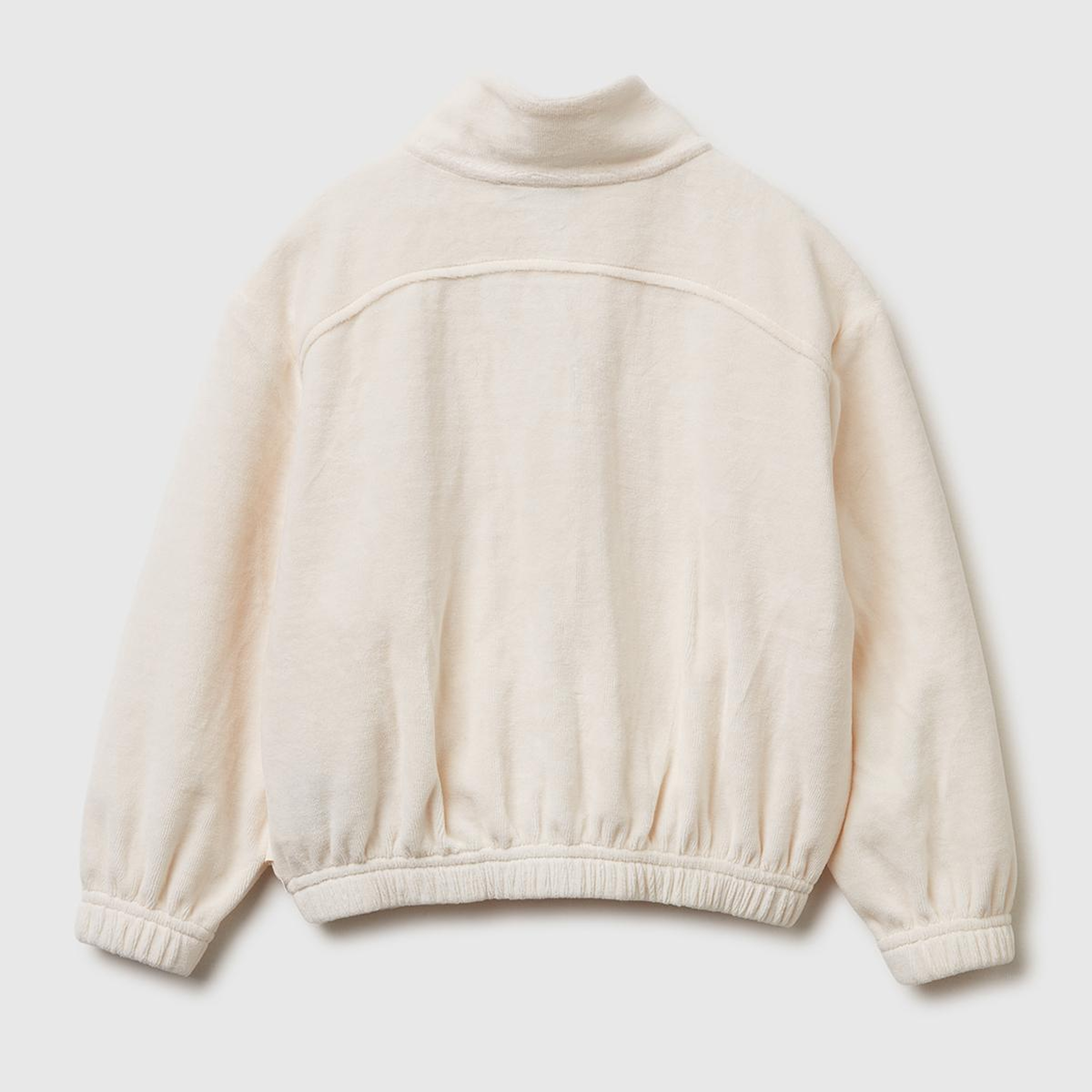 Kız Çocuk Ekru Göğüs Baskılı Logo Etiketli Fermuarlı Yan Cepli Şardonlu Sweatshirt
