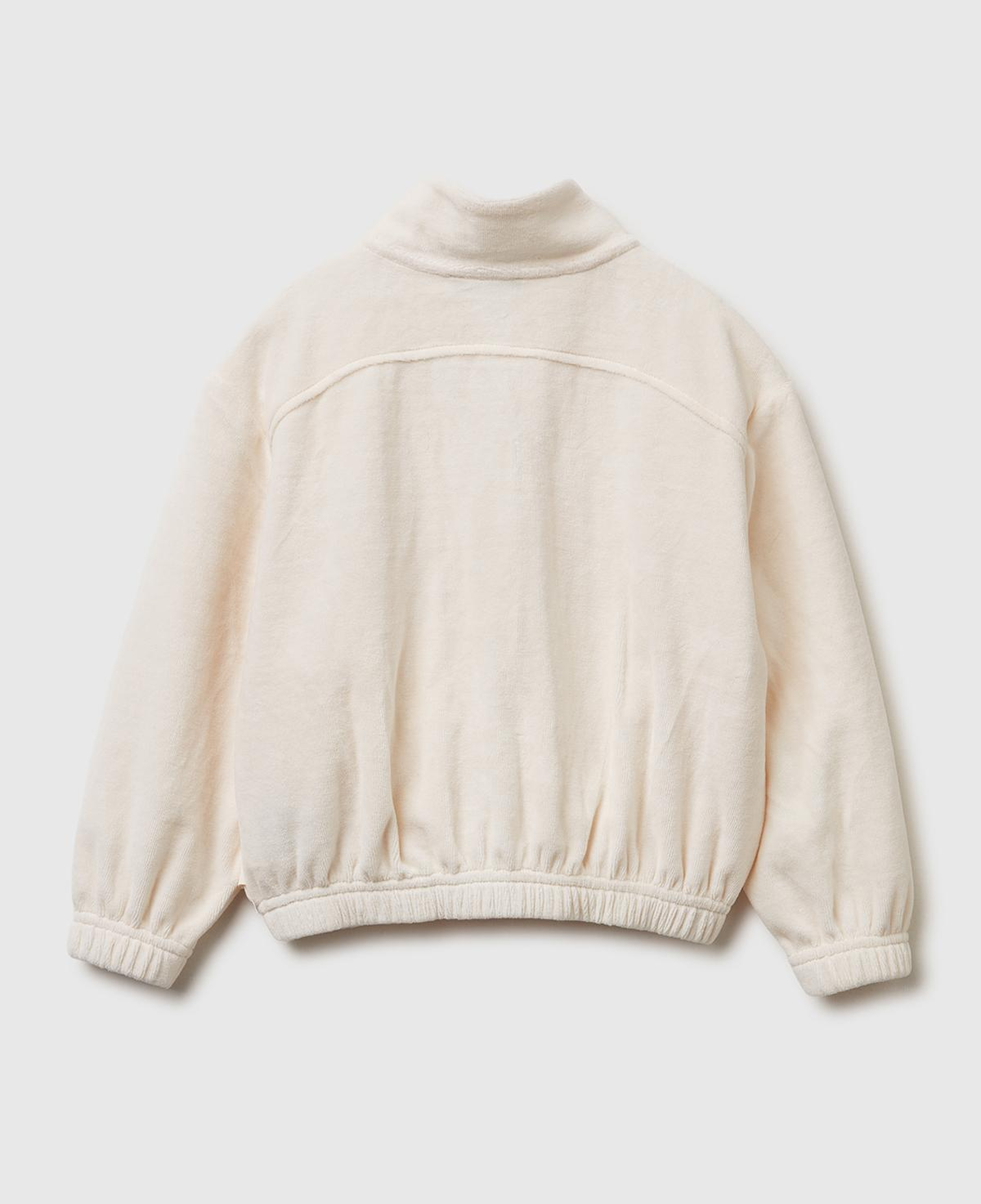 Kız Çocuk Ekru Göğüs Baskılı Logo Etiketli Fermuarlı Yan Cepli Şardonlu Sweatshirt