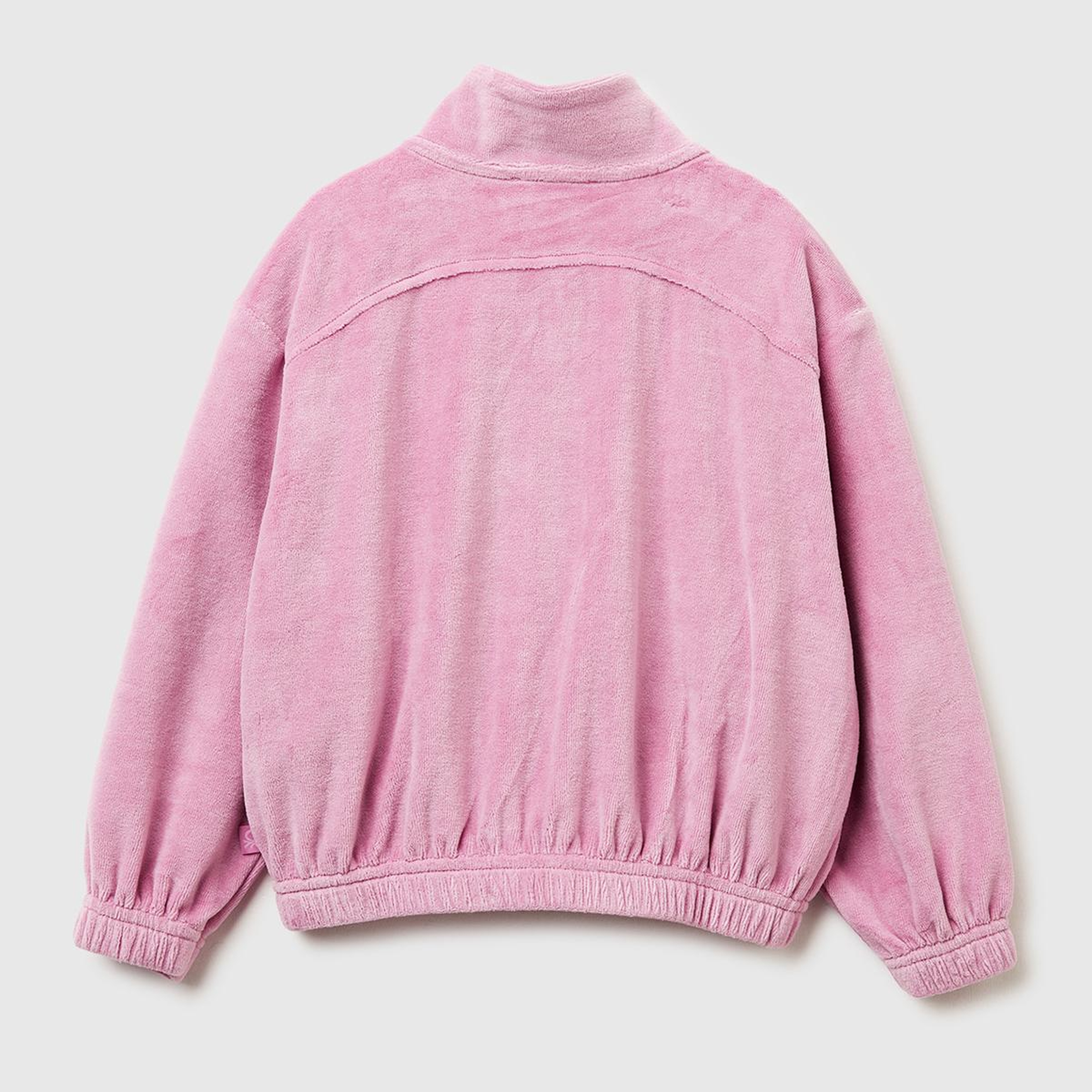 Kız Çocuk Gül Kurusu Göğüs Baskılı Logo Etiketli Fermuarlı Yan Cepli Şardonlu Sweatshirt