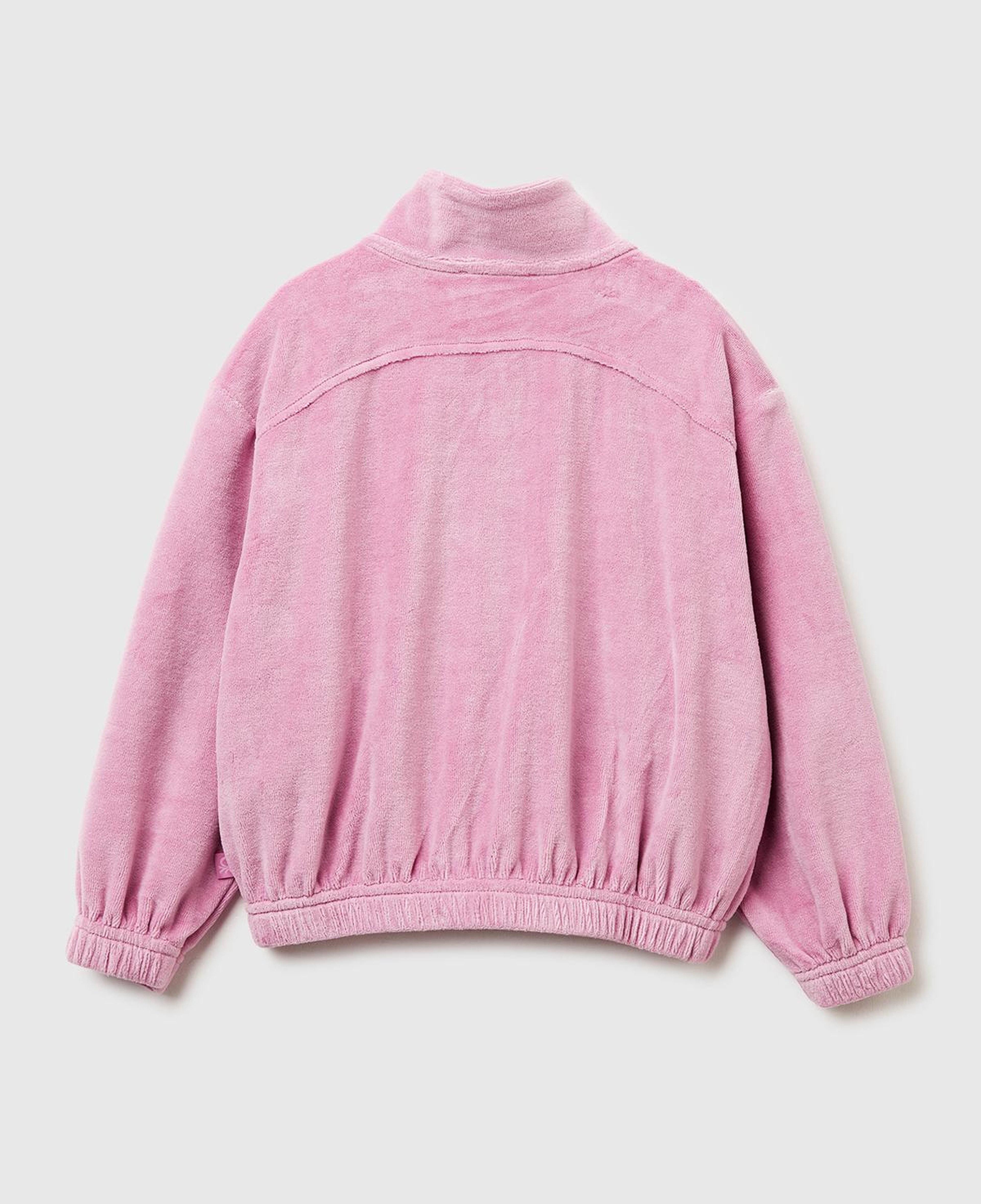 Kız Çocuk Gül Kurusu Göğüs Baskılı Logo Etiketli Fermuarlı Yan Cepli Şardonlu Sweatshirt