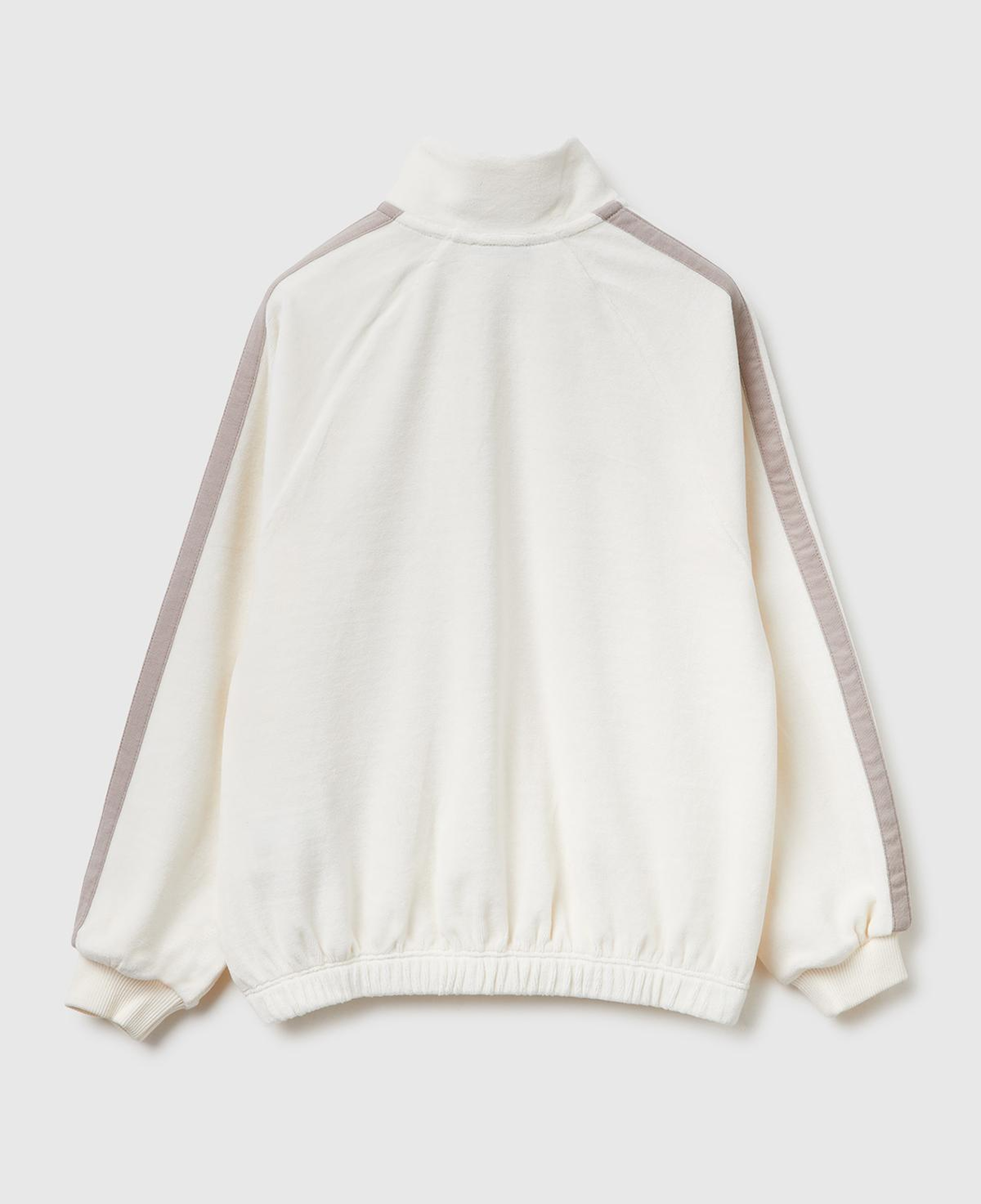 Kız Çocuk Ekru Logo Etiketli Fermuarlı Reglan Kol Dik Yaka Sweatshirt