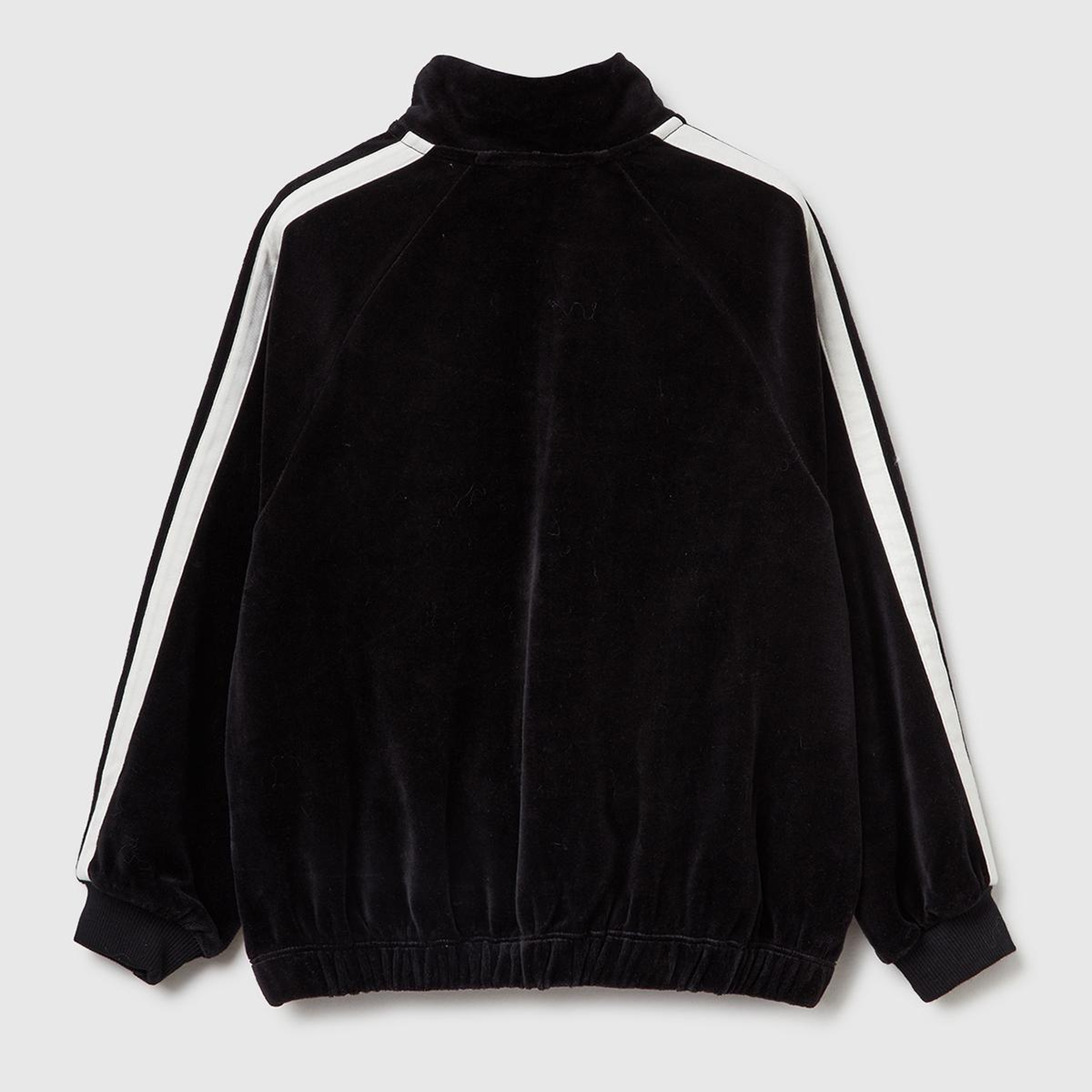 Kız Çocuk Siyah Logo Etiketli Fermuarlı Reglan Kol Dik Yaka Sweatshirt
