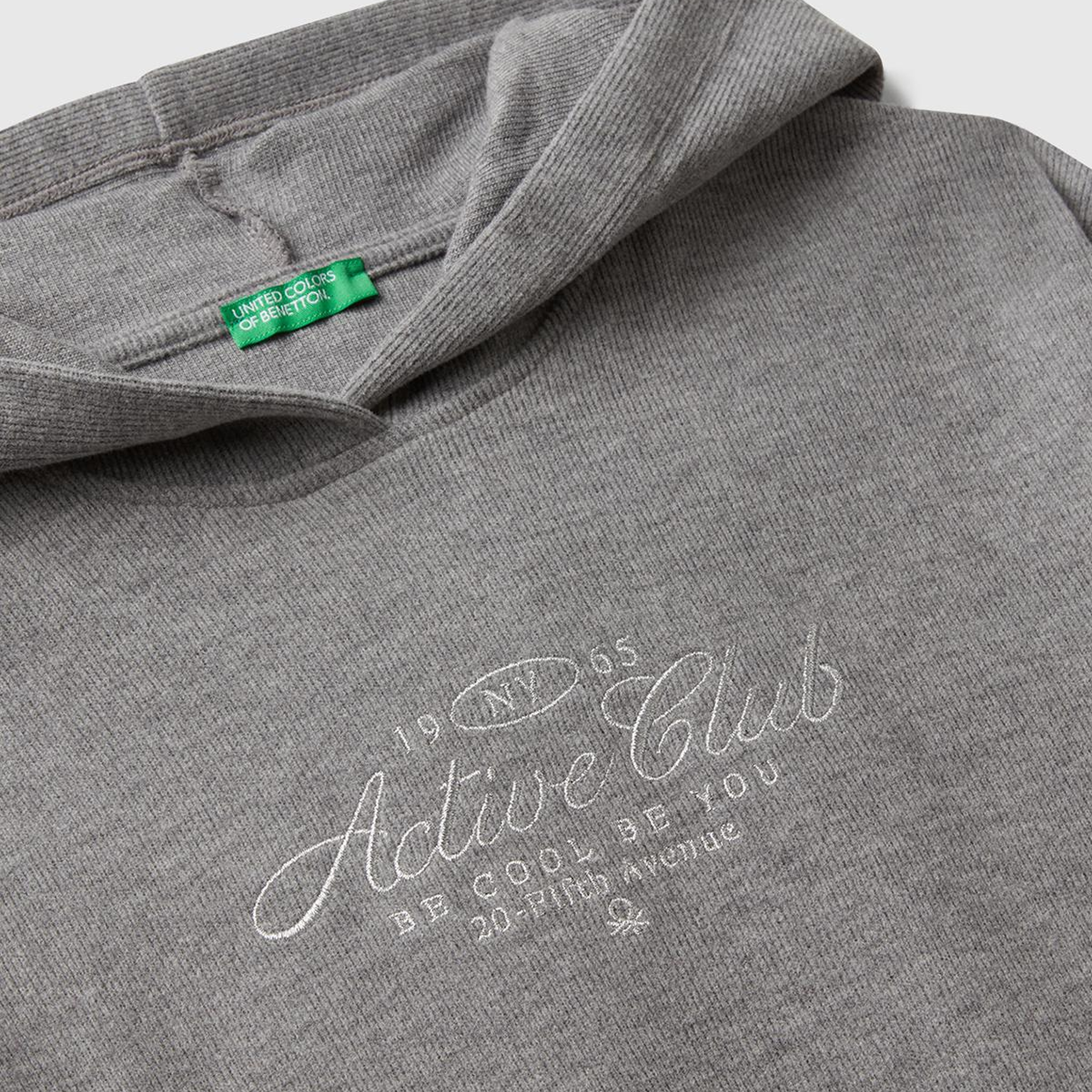 Kız Çocuk Antrasit Melanj Simli Nakışlı Ribanalı Kapüşonlu Relaxed Fit Sweatshirt