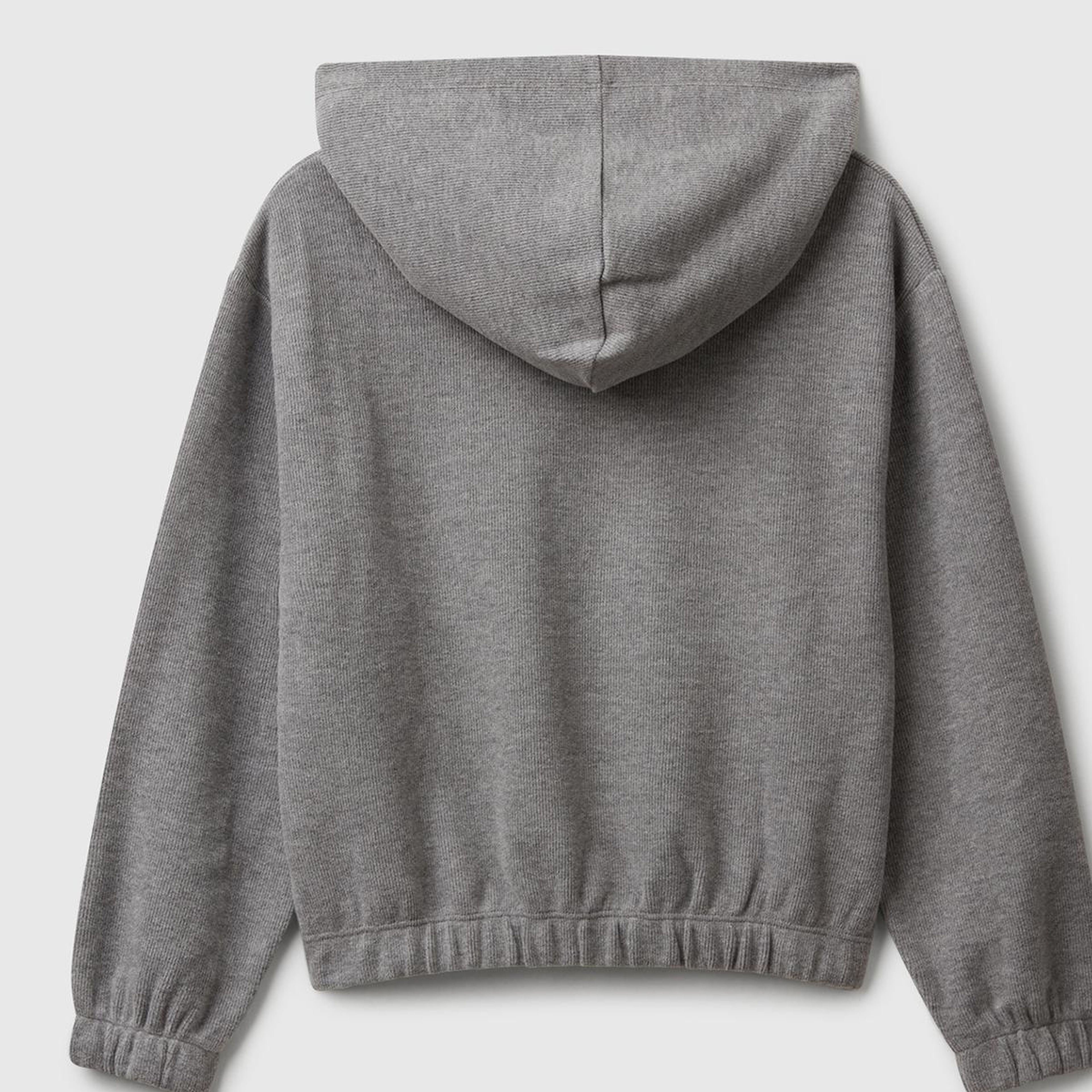 Kız Çocuk Antrasit Melanj Simli Nakışlı Ribanalı Kapüşonlu Relaxed Fit Sweatshirt