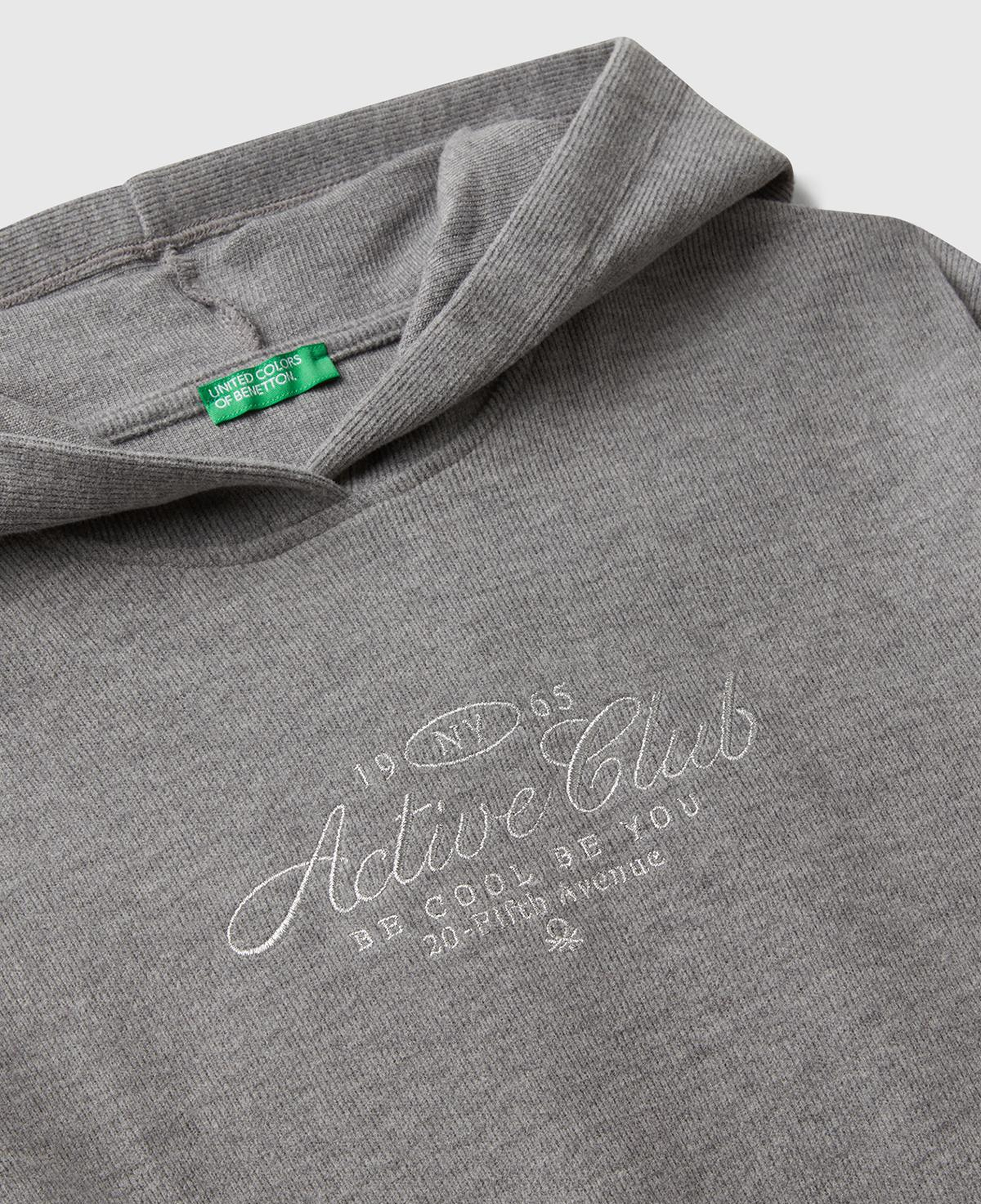 Kız Çocuk Antrasit Melanj Simli Nakışlı Ribanalı Kapüşonlu Relaxed Fit Sweatshirt