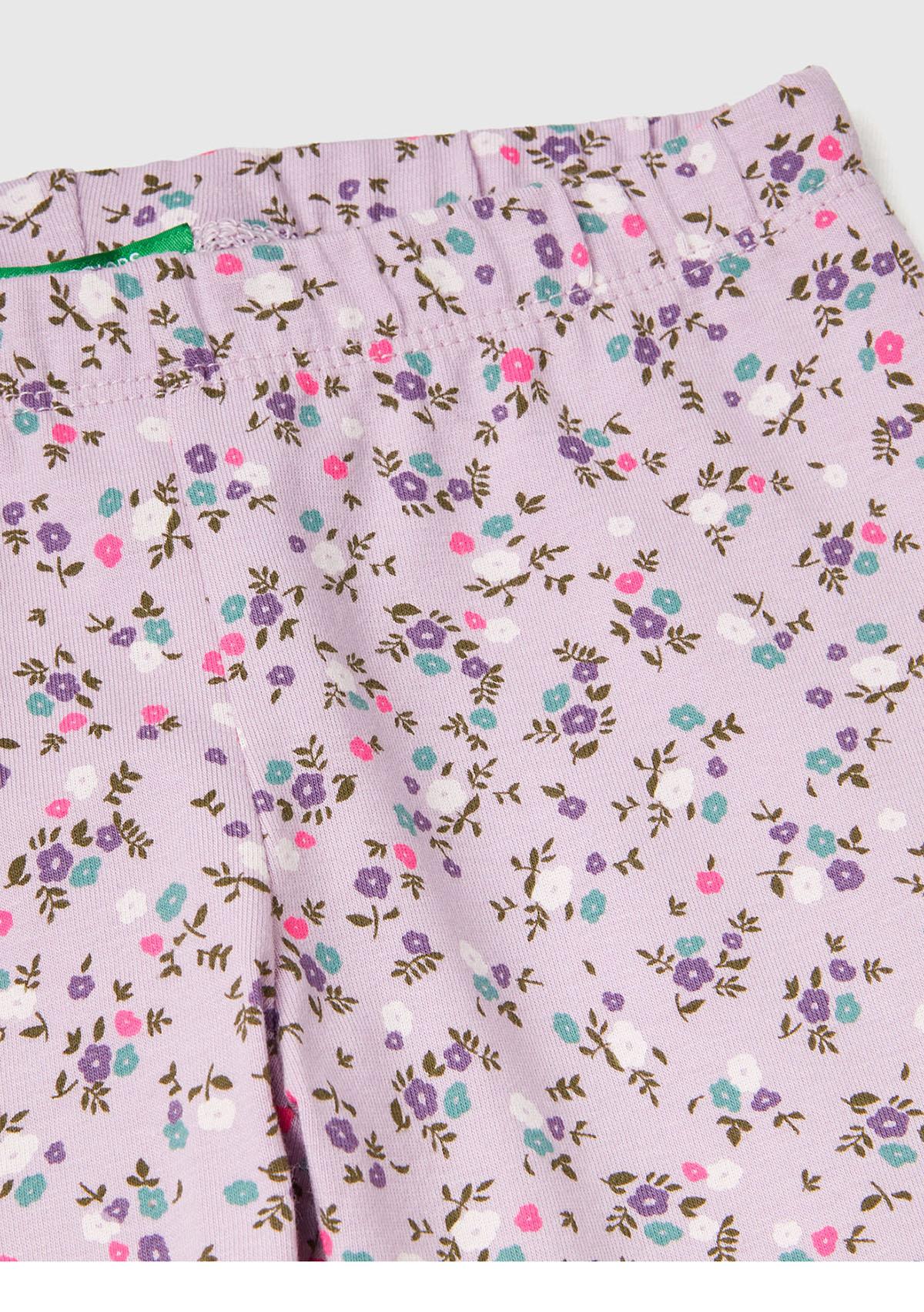 Kız Çocuk Lila Tamamı Baskılı Slim Fit Tayt