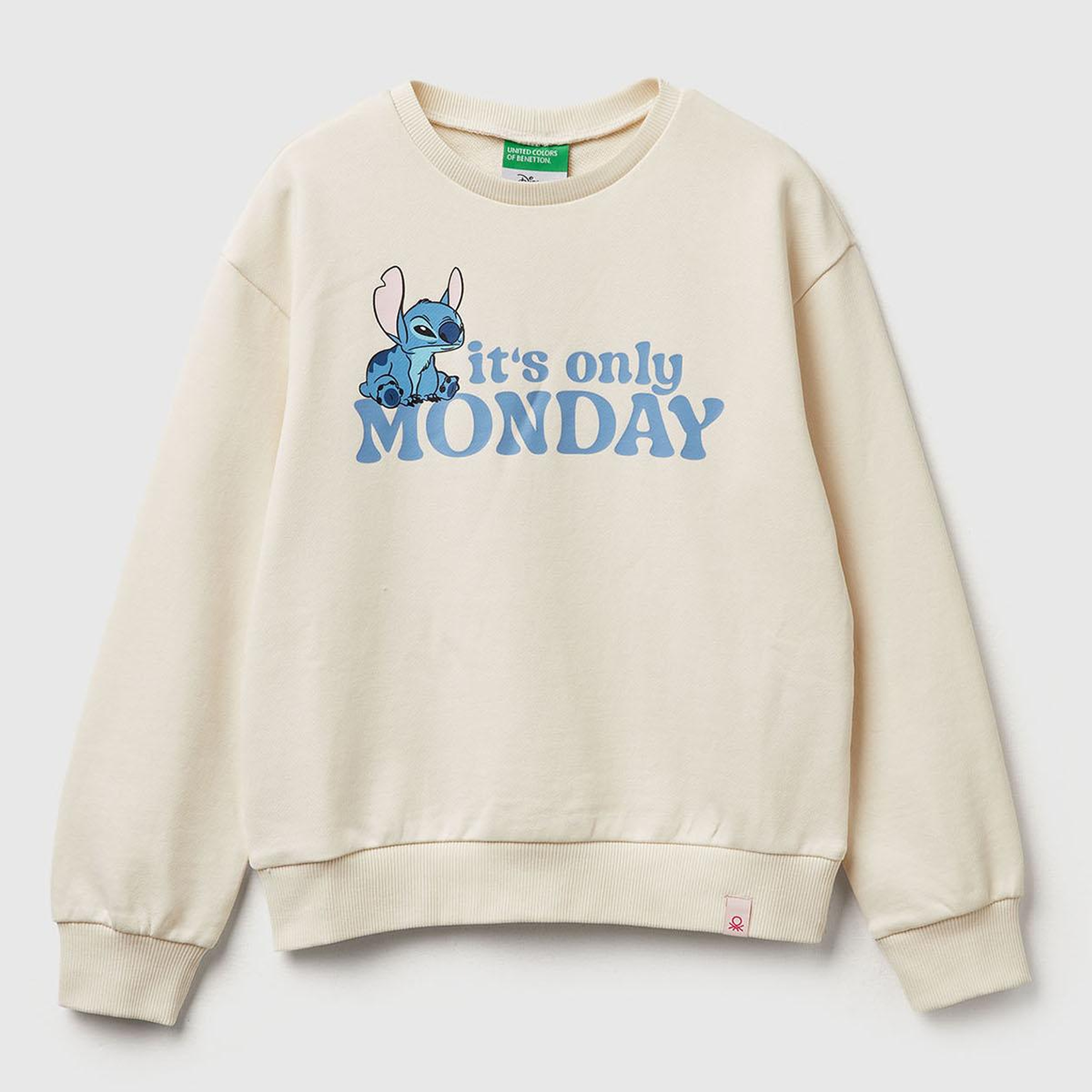 Kız Çocuk Ekru Önü Baskılı Logo Etiketli Relaxed Fit Sweatshirt