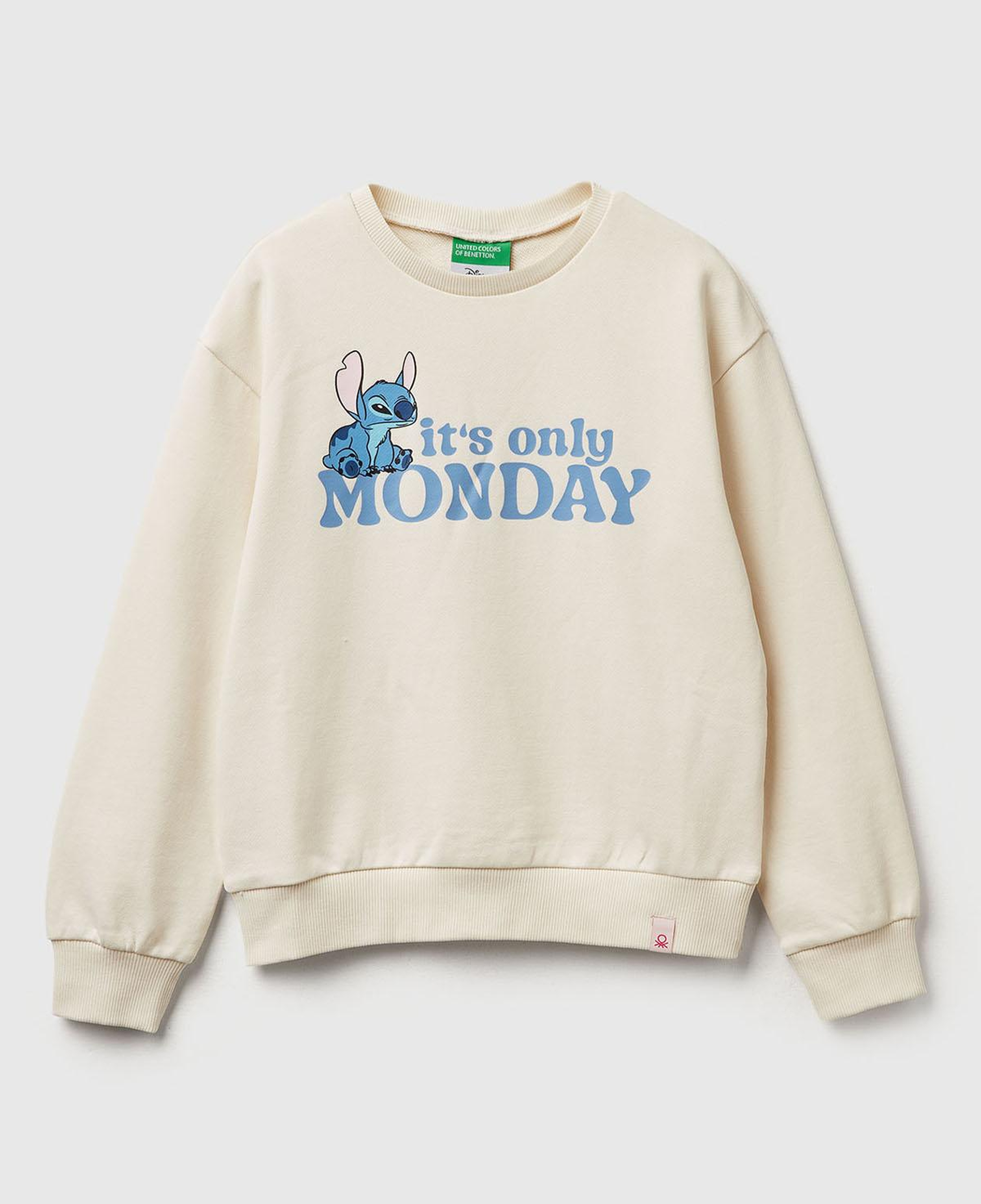 Kız Çocuk Ekru Önü Baskılı Logo Etiketli Relaxed Fit Sweatshirt