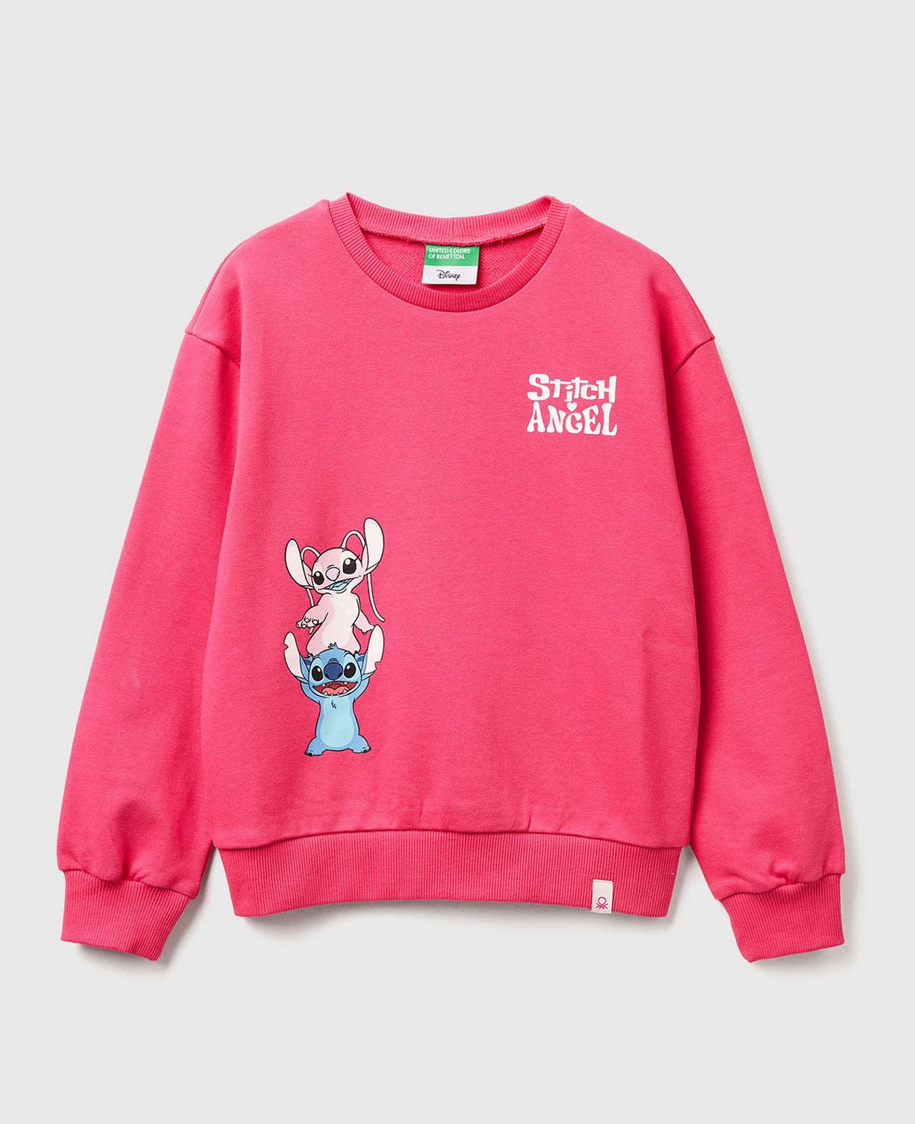 Kız Çocuk Pembe Önü Baskılı Logo Etiketli Relaxed Fit Sweatshirt
