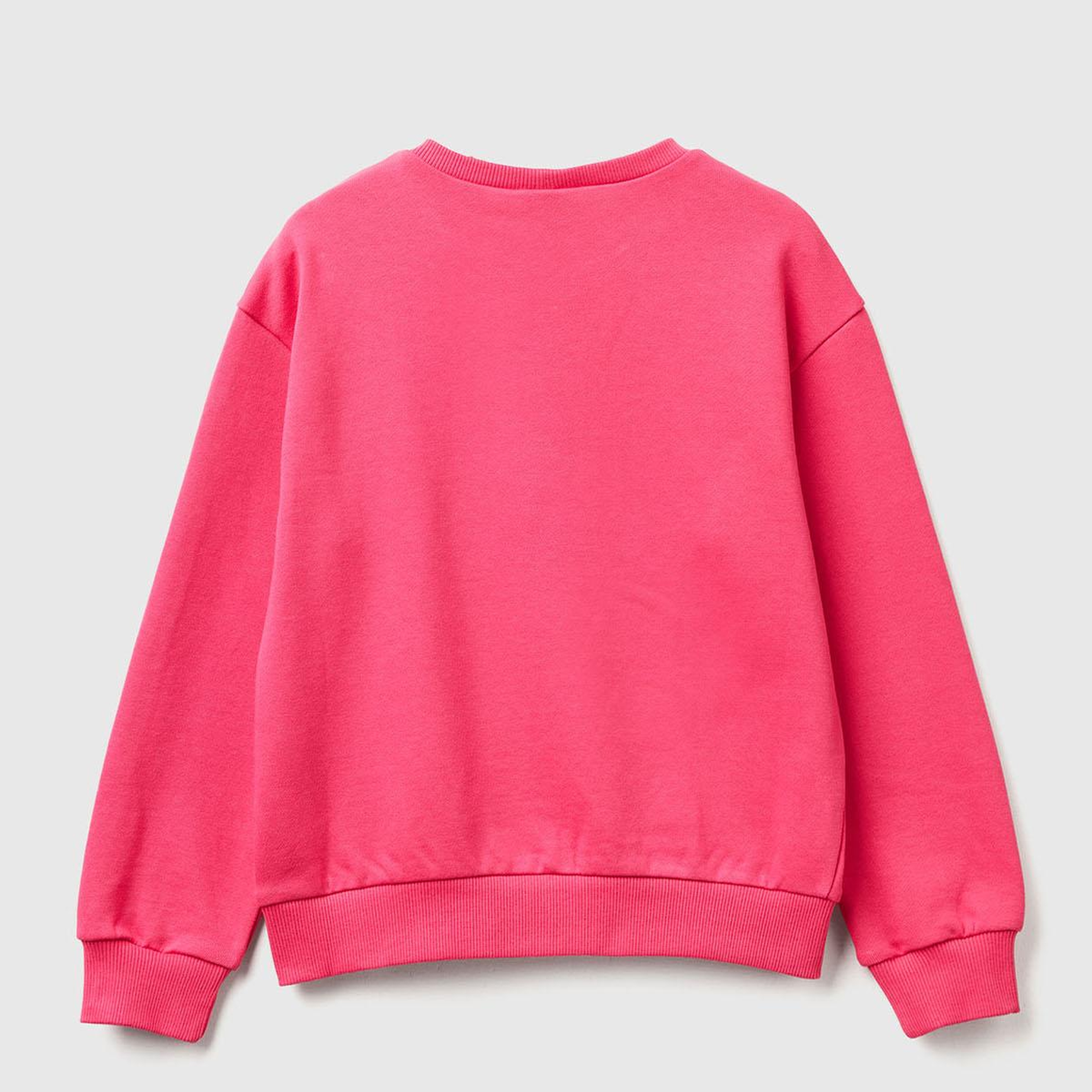 Kız Çocuk Pembe Önü Baskılı Logo Etiketli Relaxed Fit Sweatshirt