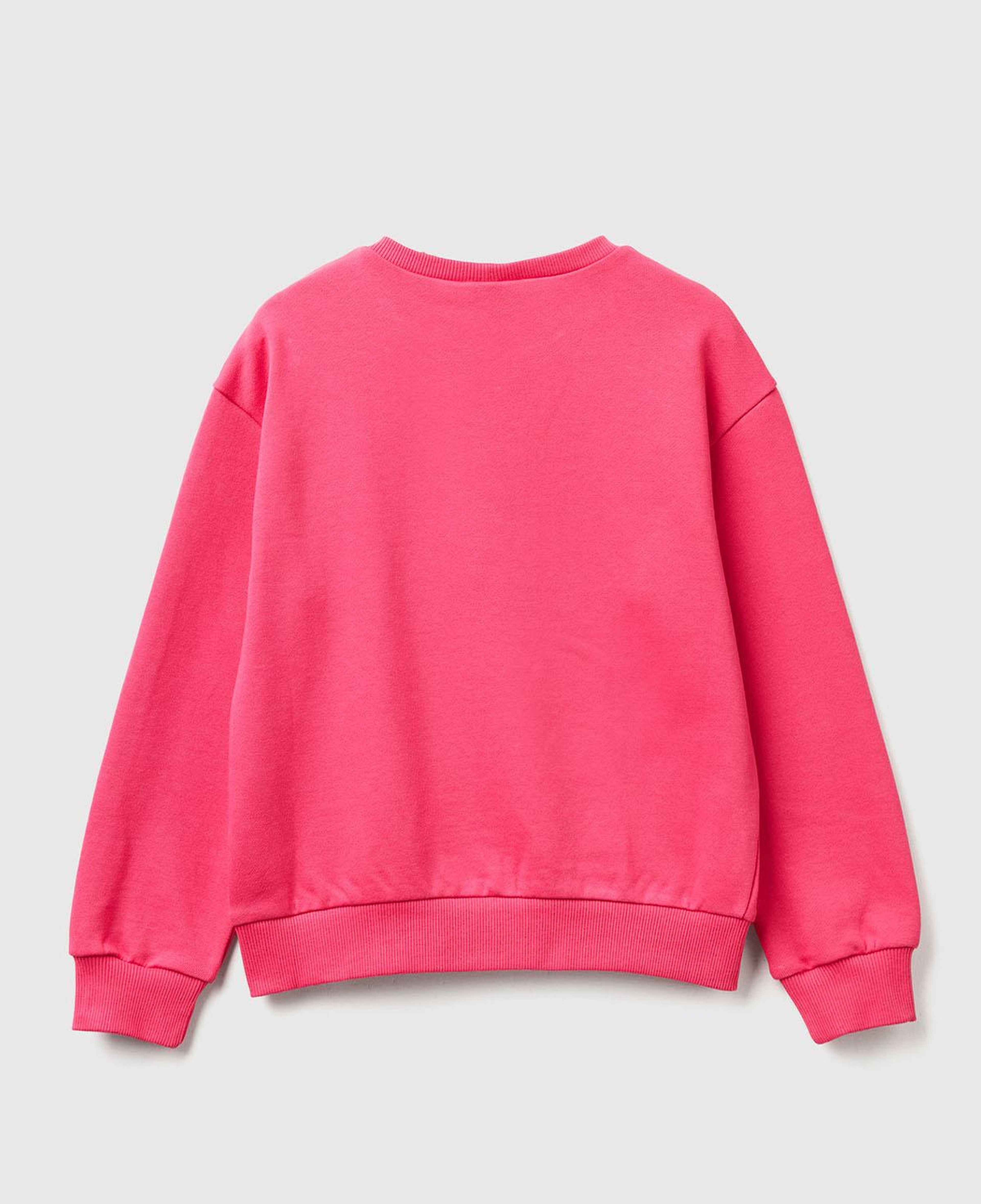 Kız Çocuk Pembe Önü Baskılı Logo Etiketli Relaxed Fit Sweatshirt