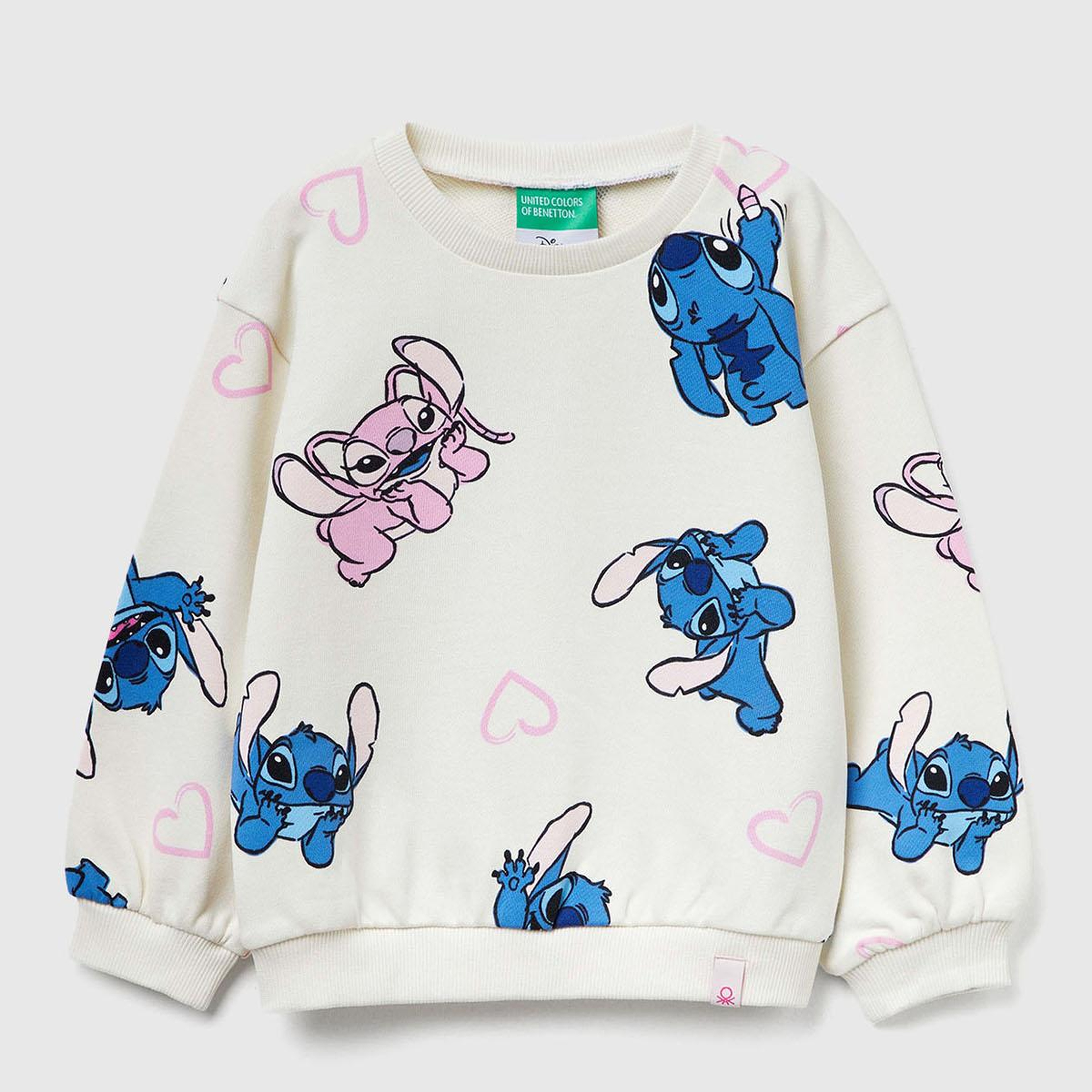Kız Çocuk Ekru Mix Tamamı Baskılı Logo Etiketli Comfort Fit  Sweatshirt