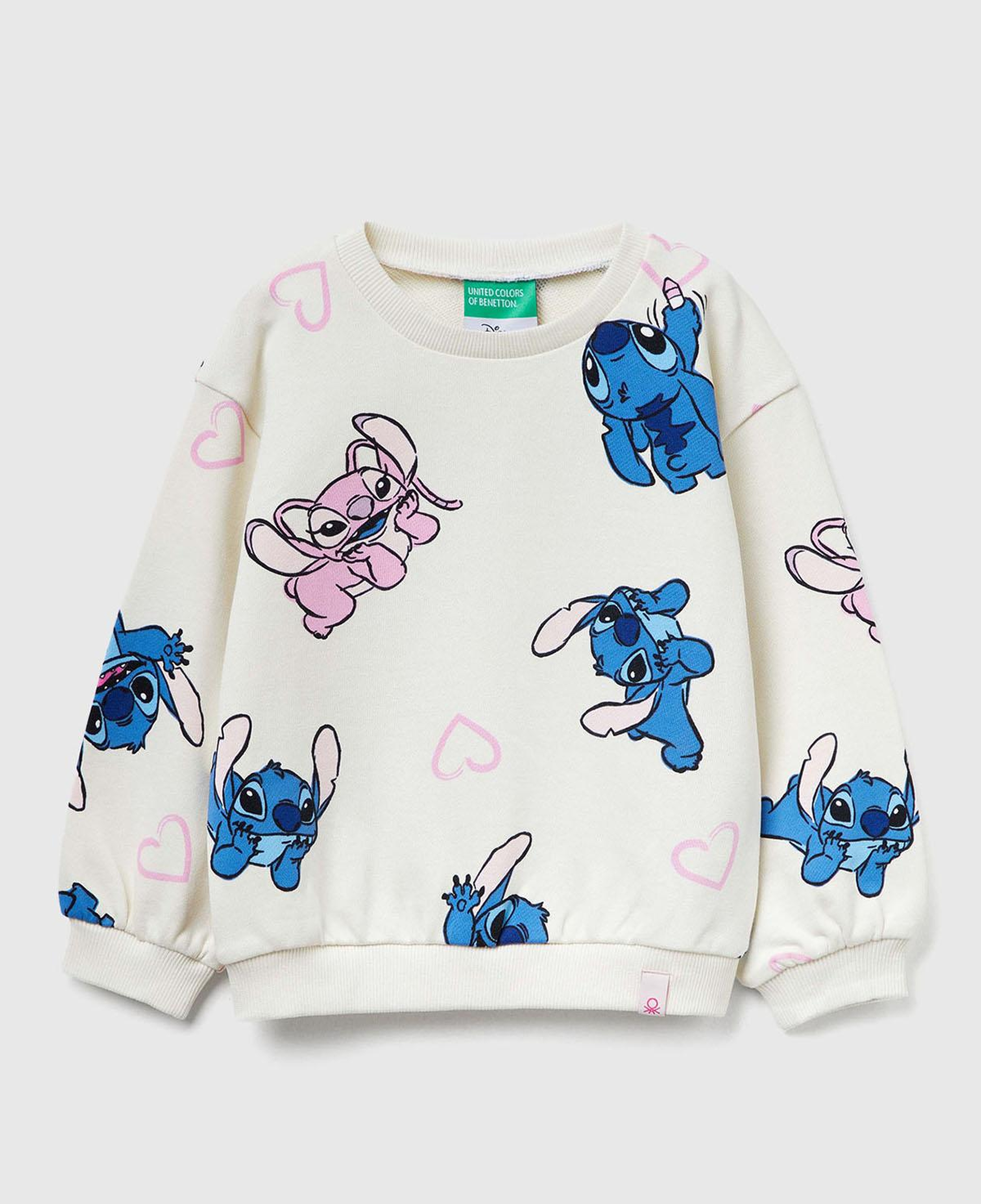 Kız Çocuk Ekru Mix Tamamı Baskılı Logo Etiketli Comfort Fit  Sweatshirt