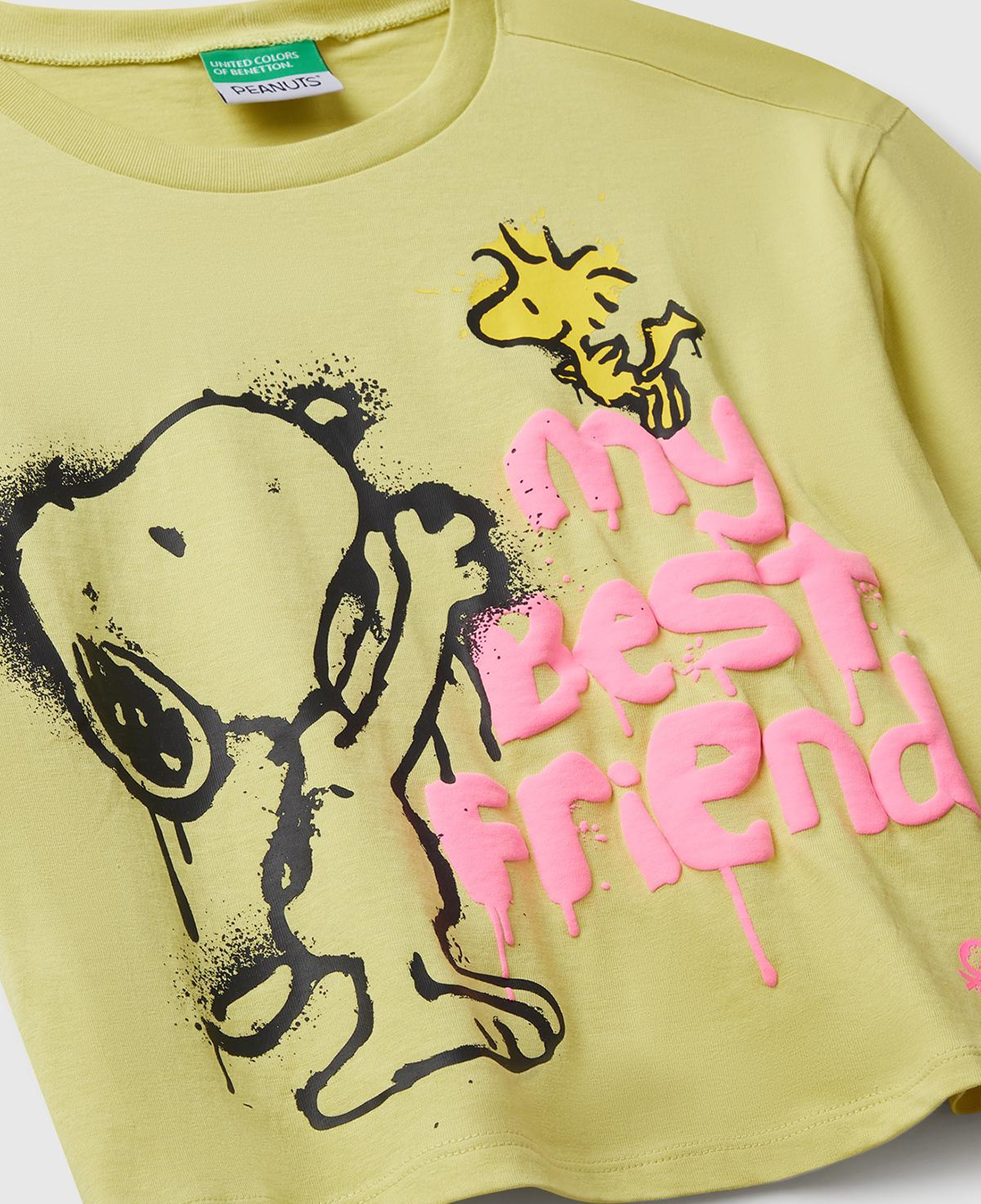 Kız Çocuk Hardal Önü Baskılı Boxy T-shirt