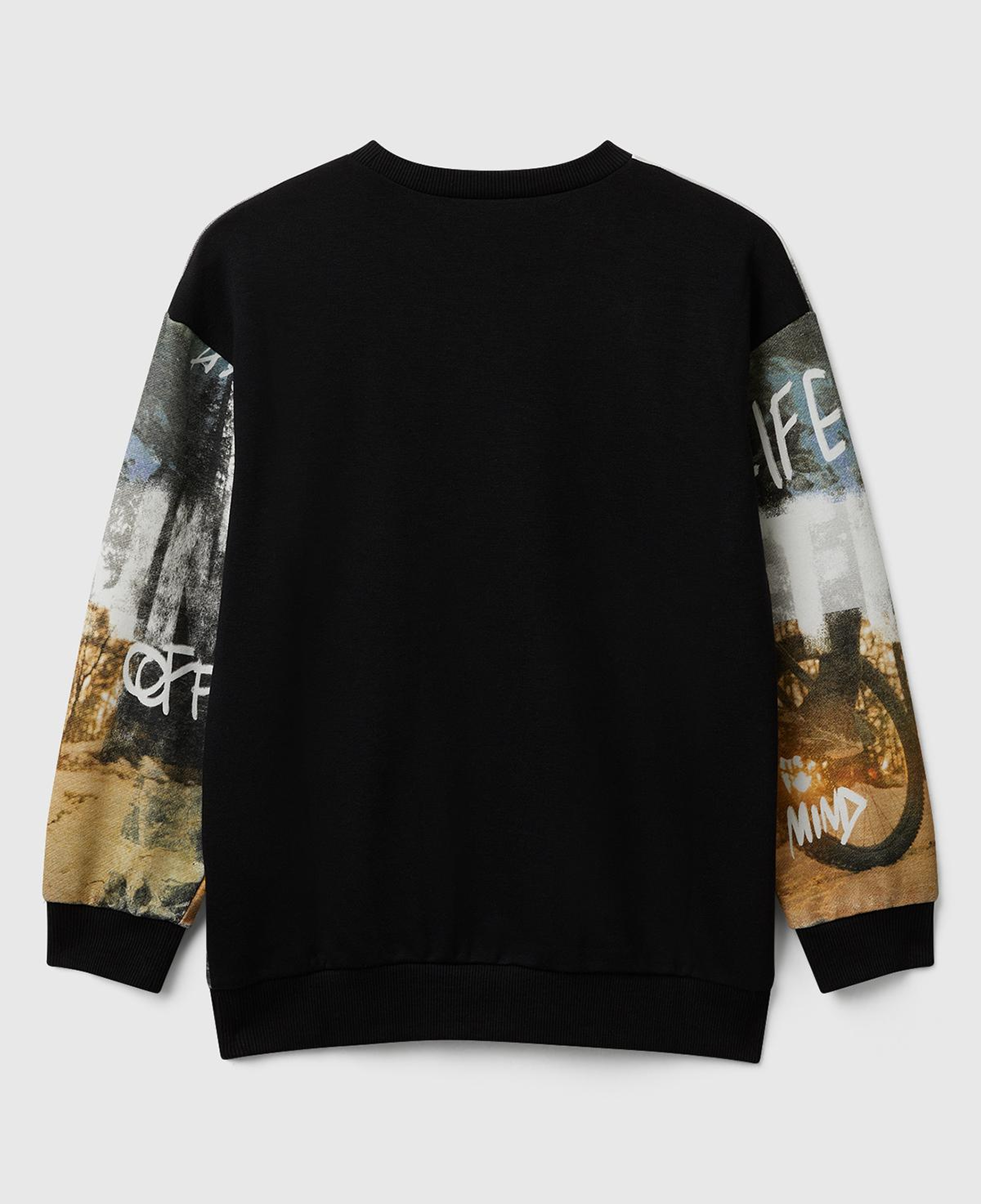 Erkek Çocuk Çok Renkli Önü ve Kolları Baskılı Bisiklet Yaka Oversize Sweatshirt