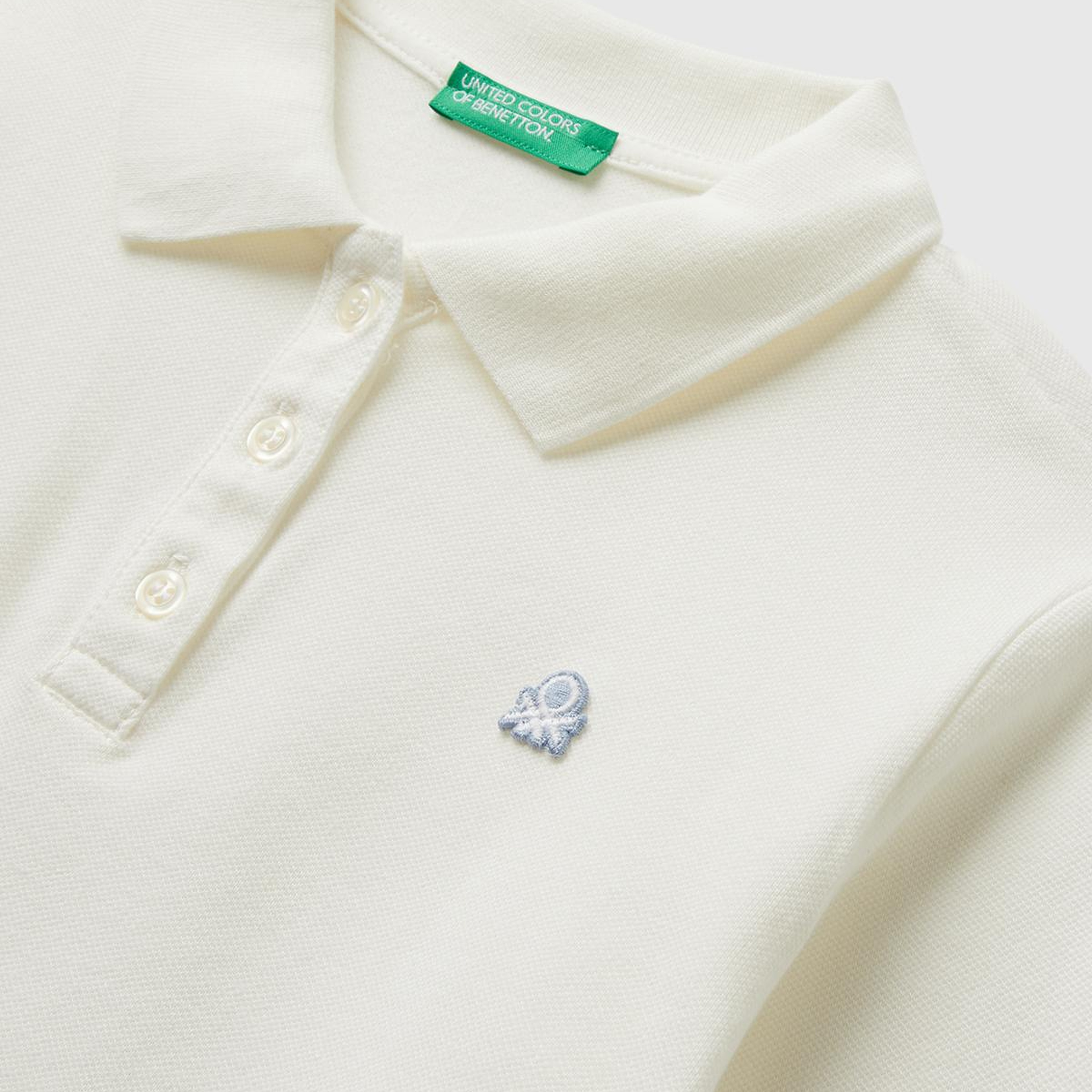 Kız Çocuk Ekru Logo İşlemeli Polo T-Shirt