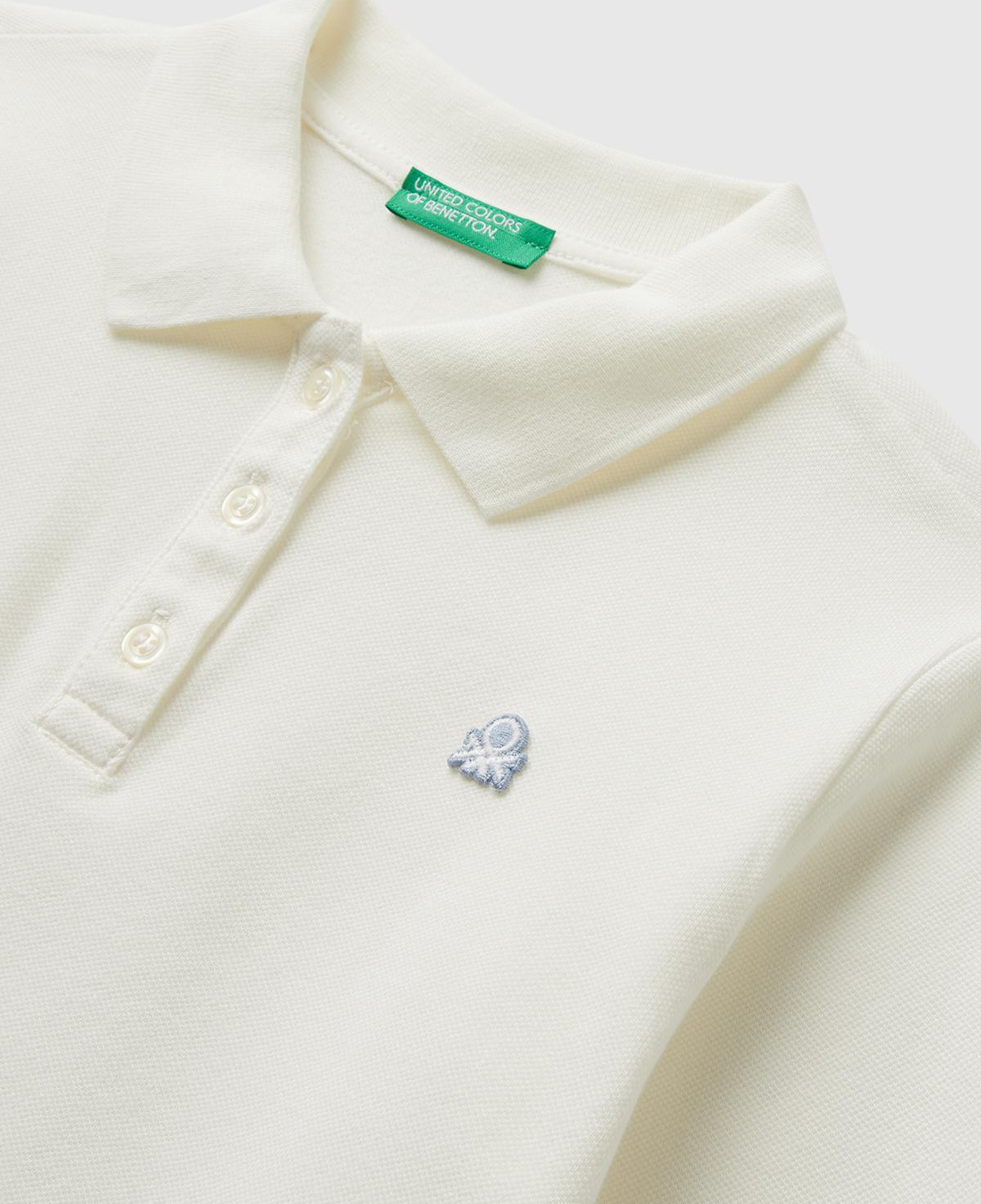 Kız Çocuk Ekru Logo İşlemeli Polo T-Shirt