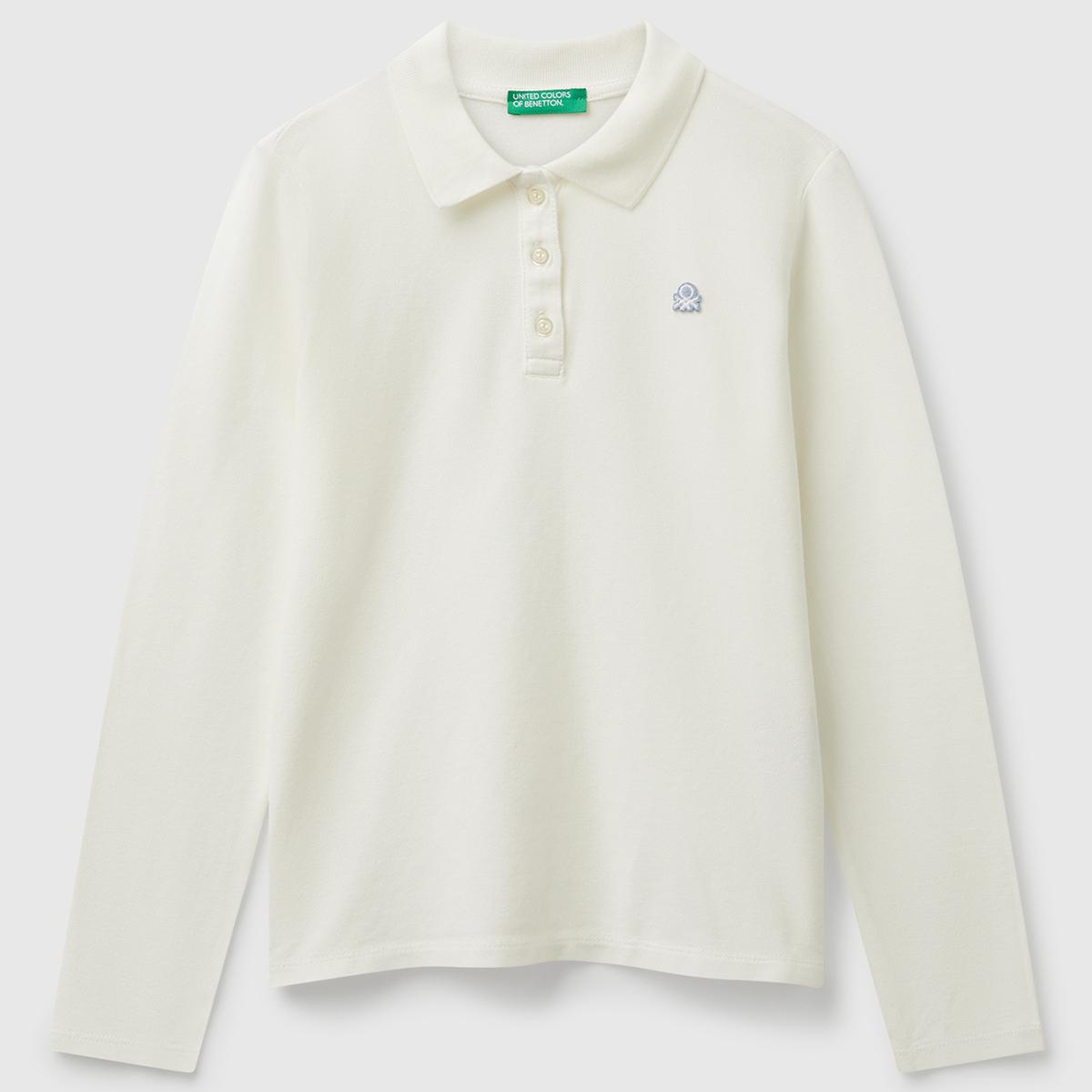 Kız Çocuk Ekru Logo İşlemeli Polo T-Shirt