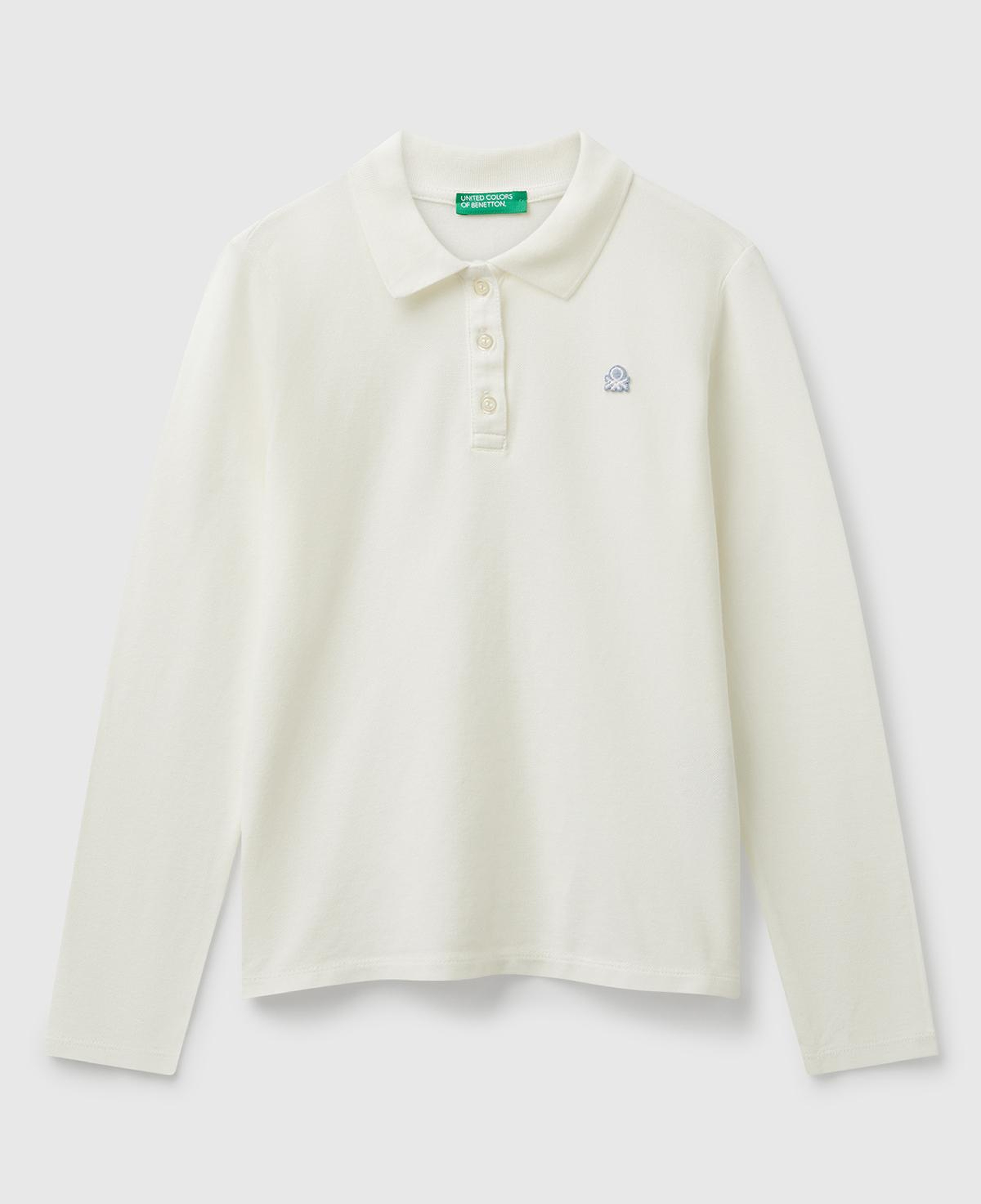 Kız Çocuk Ekru Logo İşlemeli Polo T-Shirt