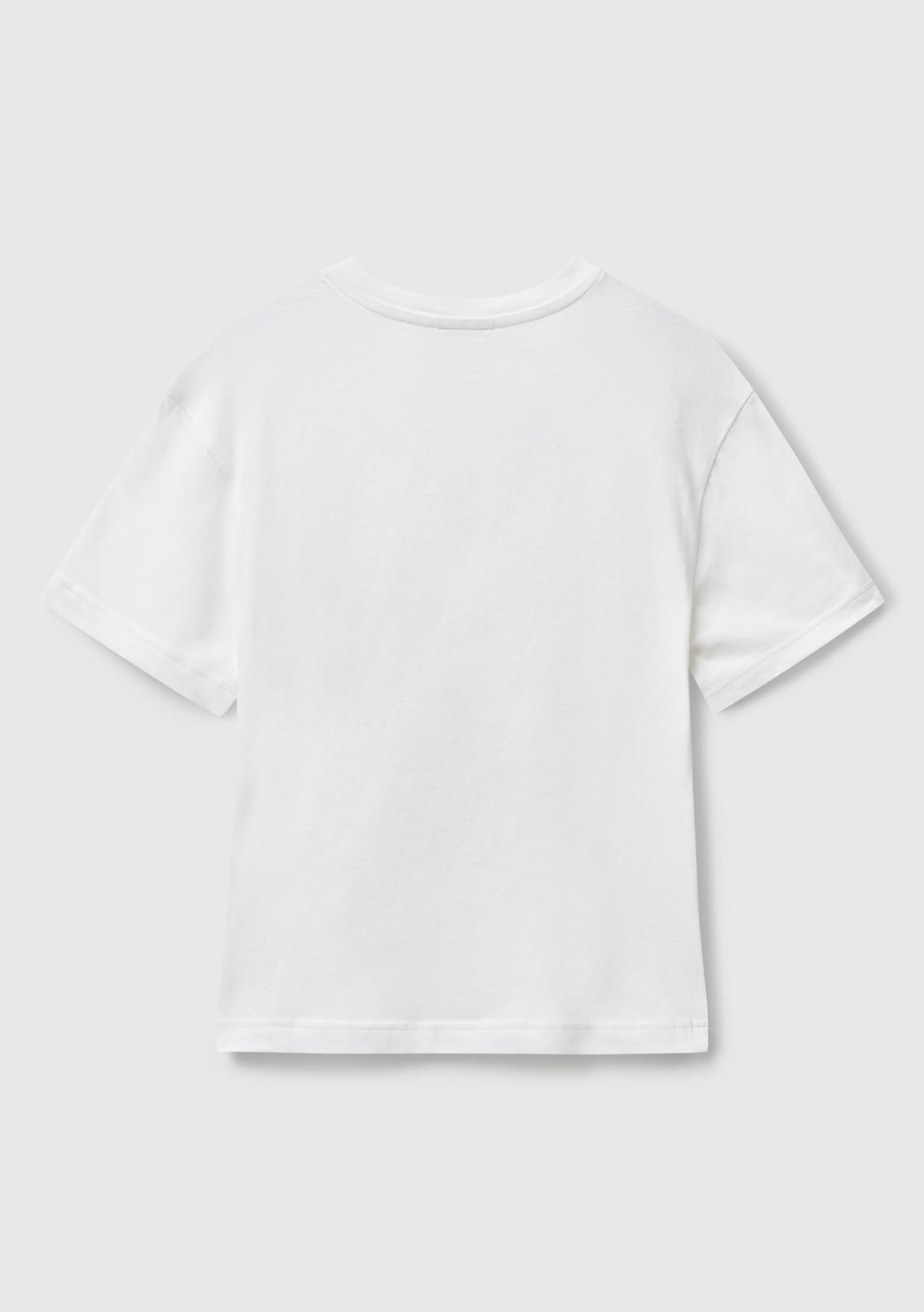Erkek Çocuk Ekru Çok Renkli Peanuts Baskılı Kolu Logo Etiketli Comfort Fit T-shirt