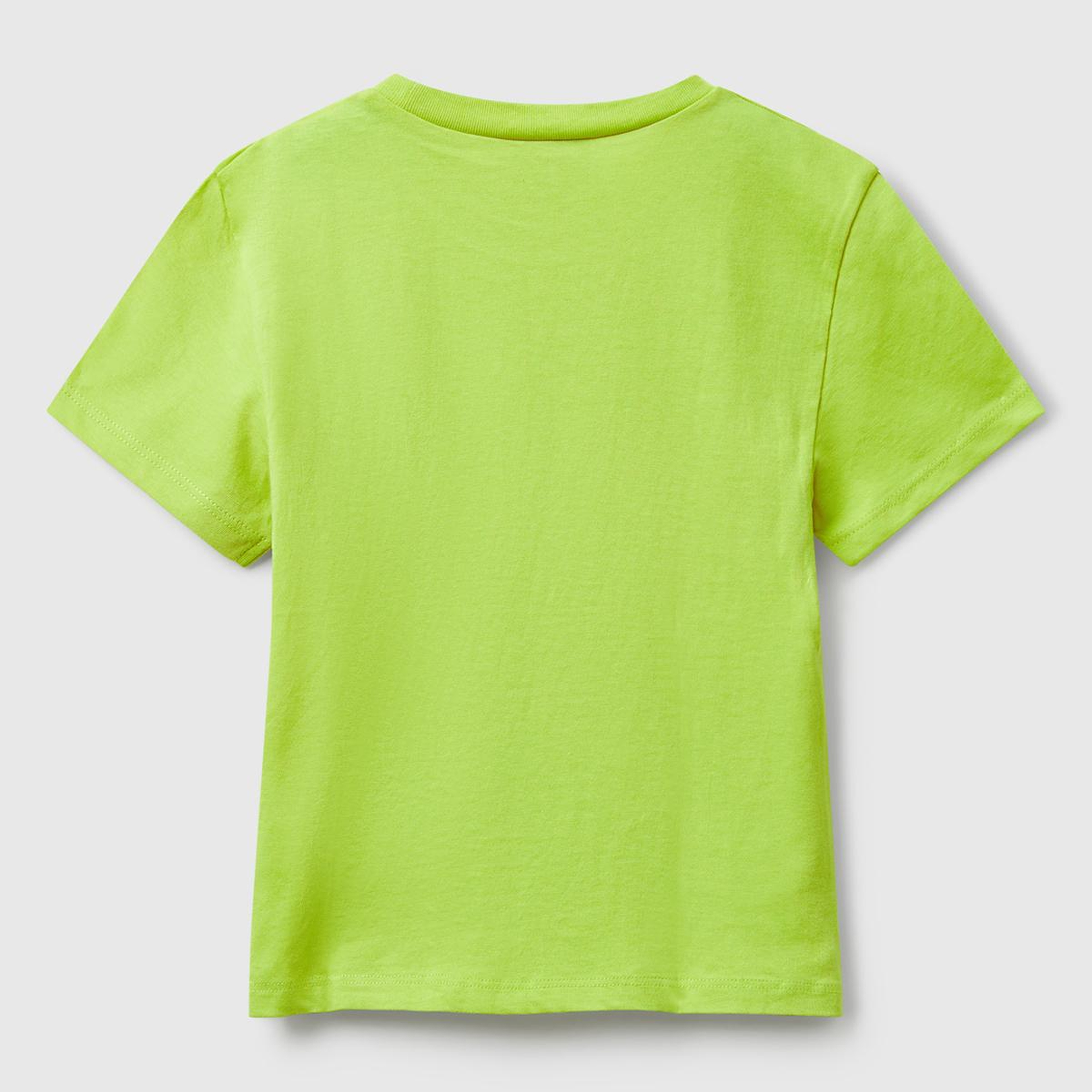 Kız Çocuk Hardal Önü Baskılı Logo Detaylı Ribana Yakalı T-shirt