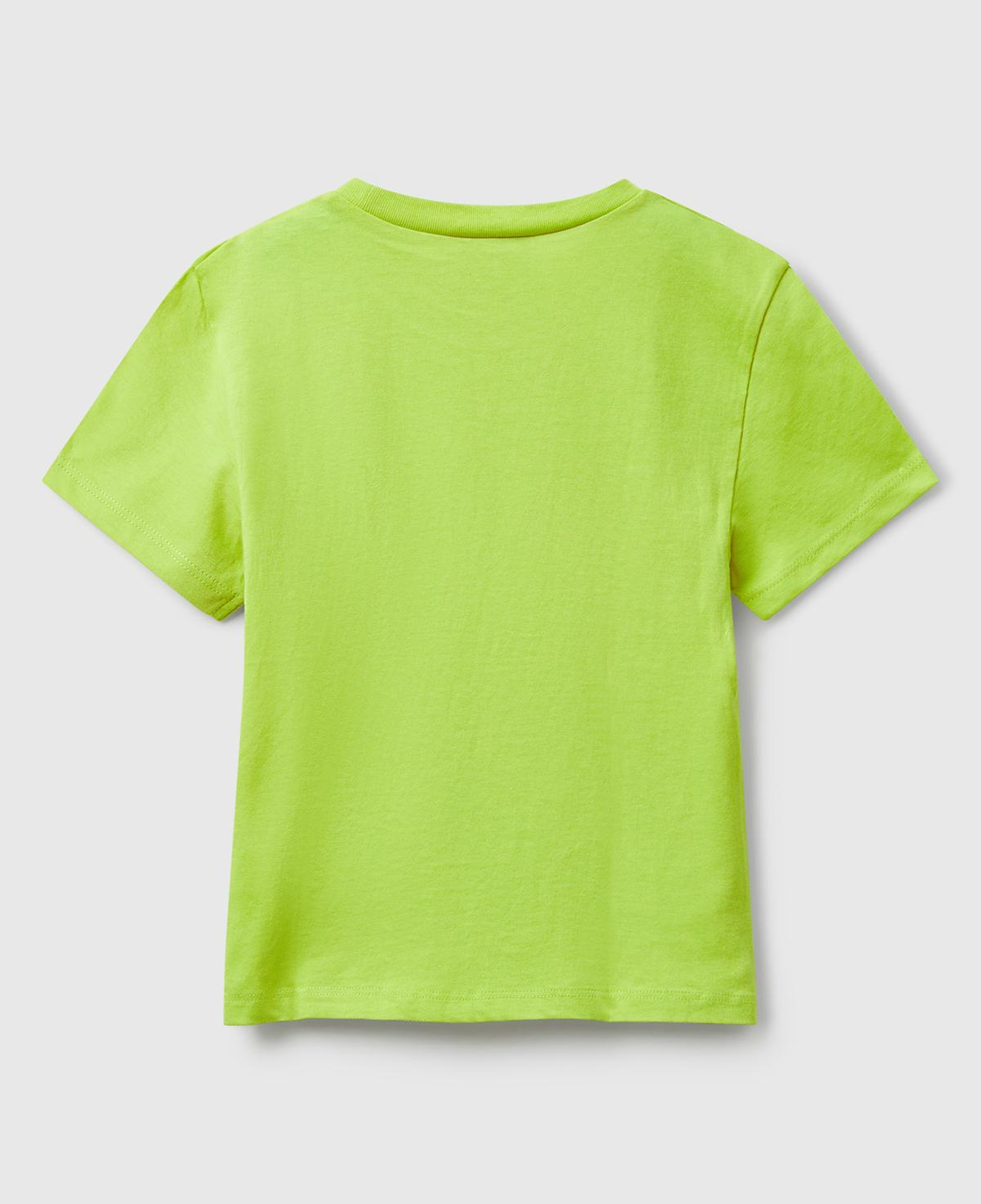 Kız Çocuk Hardal Önü Baskılı Logo Detaylı Ribana Yakalı T-shirt