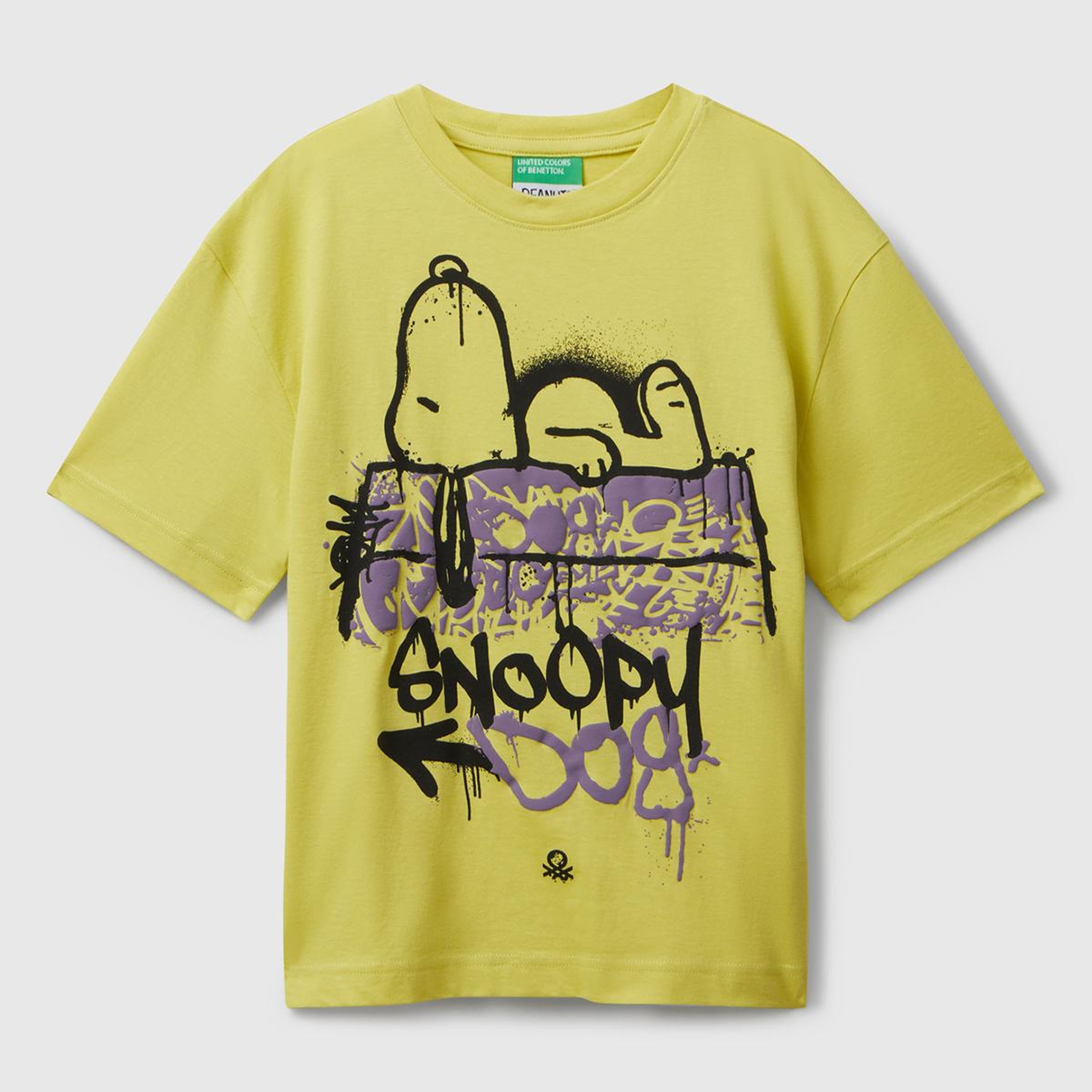Erkek Çocuk Hardal Çok Renkli Peanuts Baskılı Kolu Logo Etiketli Comfort Fit T-shirt