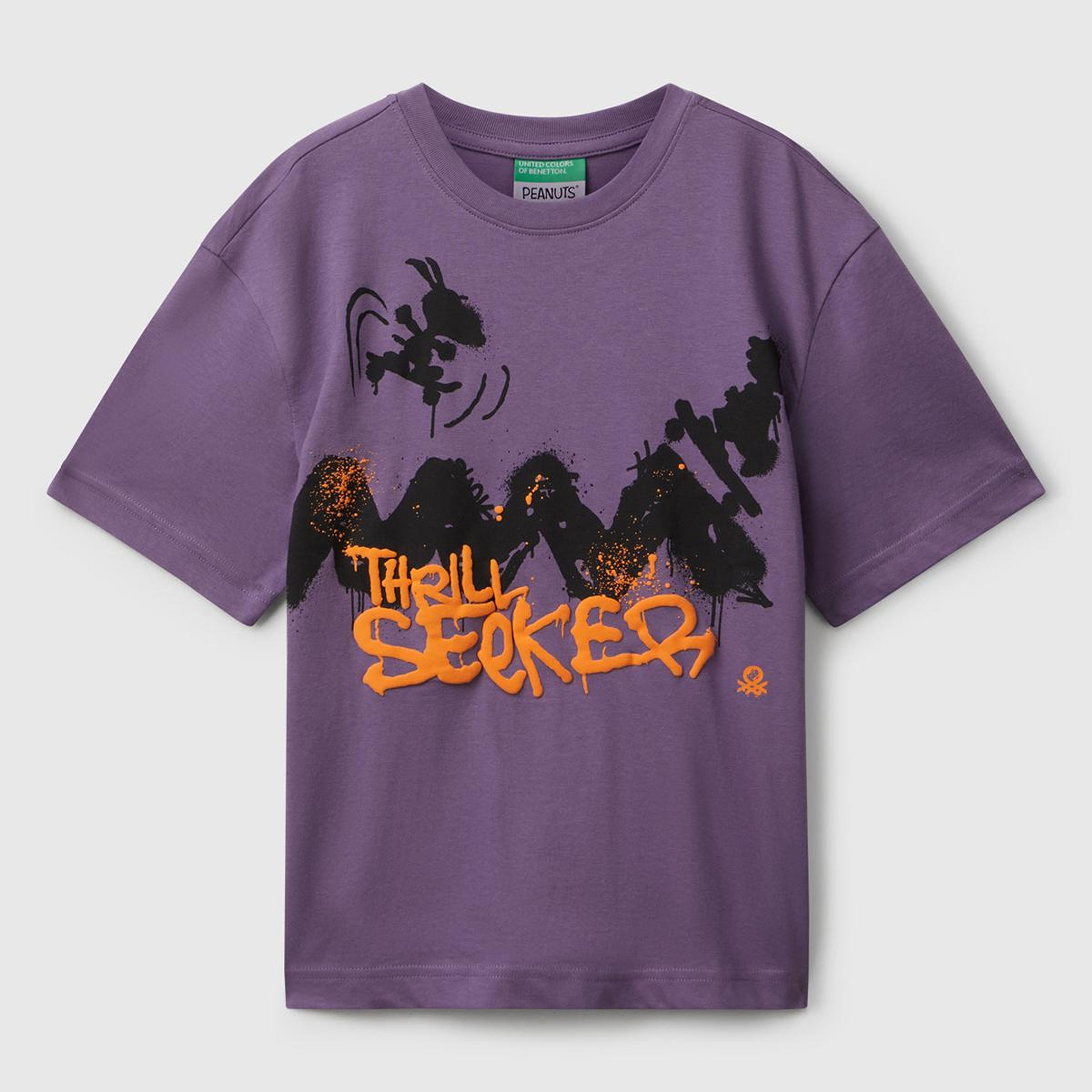Erkek Çocuk Mor Çok Renkli Peanuts Baskılı Kolu Logo Etiketli Comfort Fit T-shirt