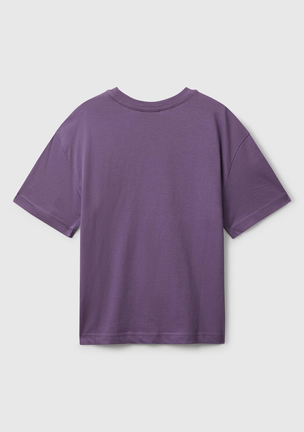 Erkek Çocuk Mor Çok Renkli Peanuts Baskılı Kolu Logo Etiketli Comfort Fit T-shirt