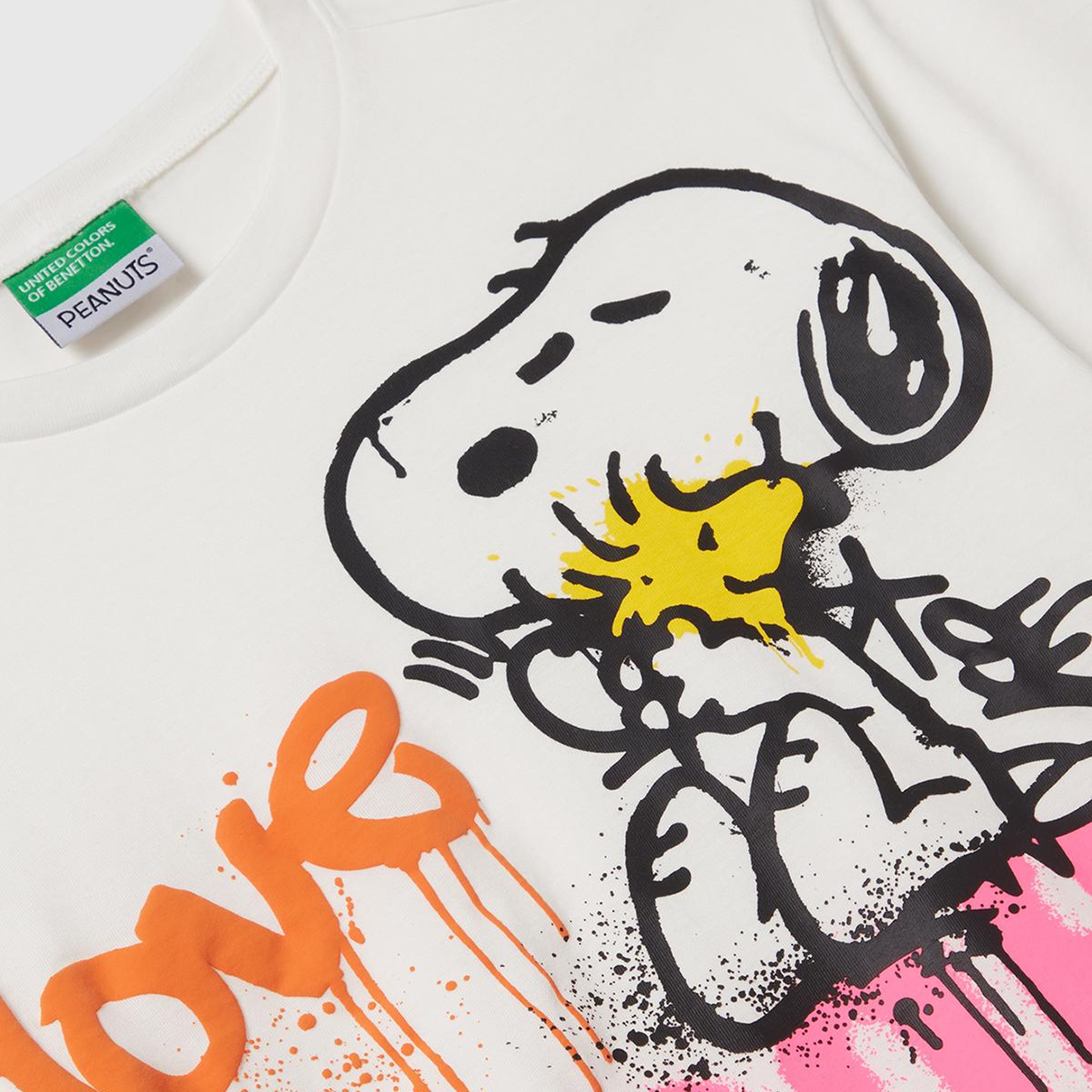 Kız Çocuk Ekru Önü Baskılı Boxy T-shirt
