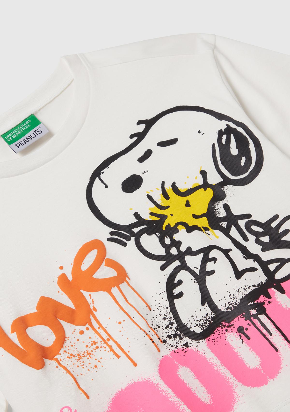 Kız Çocuk Ekru Önü Baskılı Boxy T-shirt