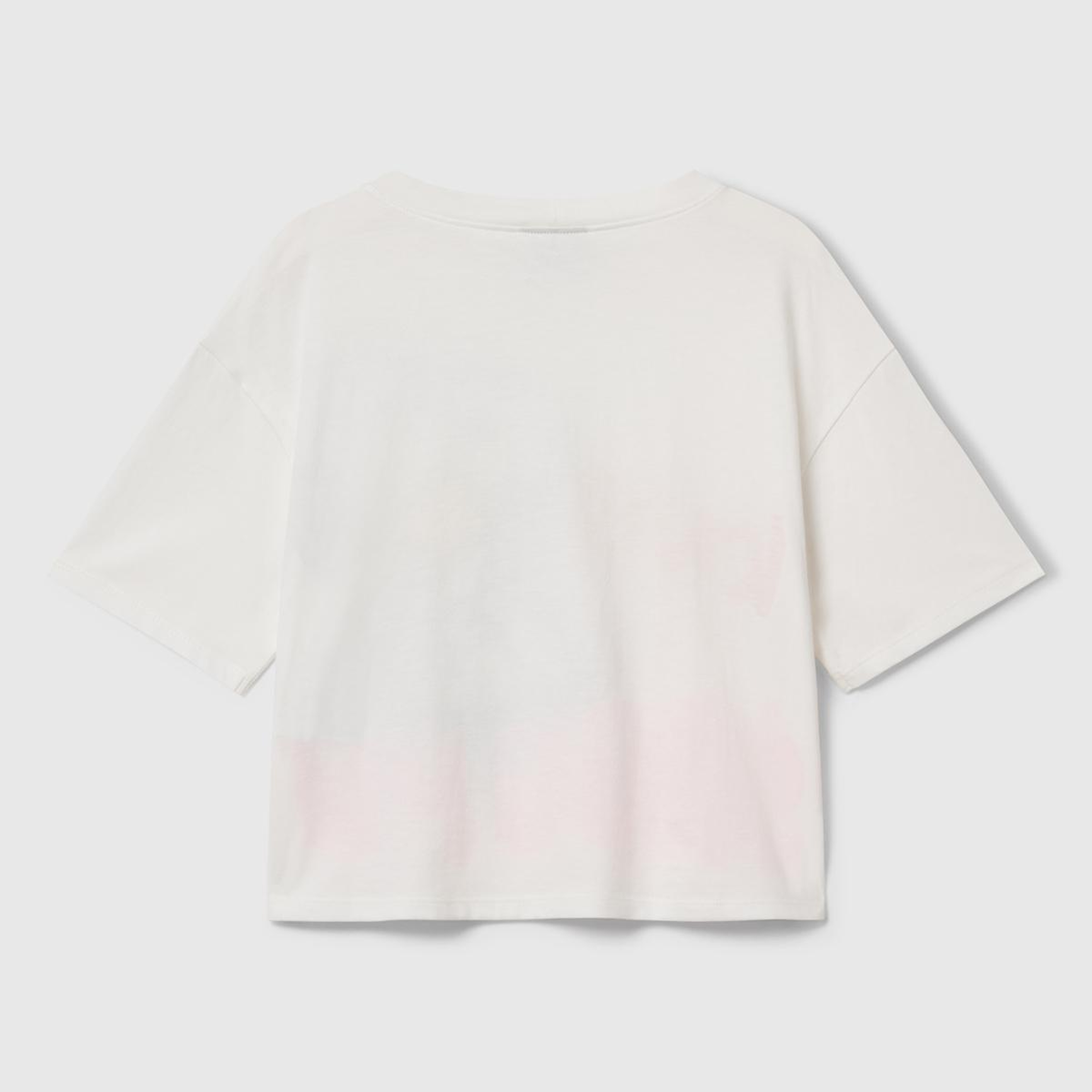 Kız Çocuk Ekru Önü Baskılı Boxy T-shirt