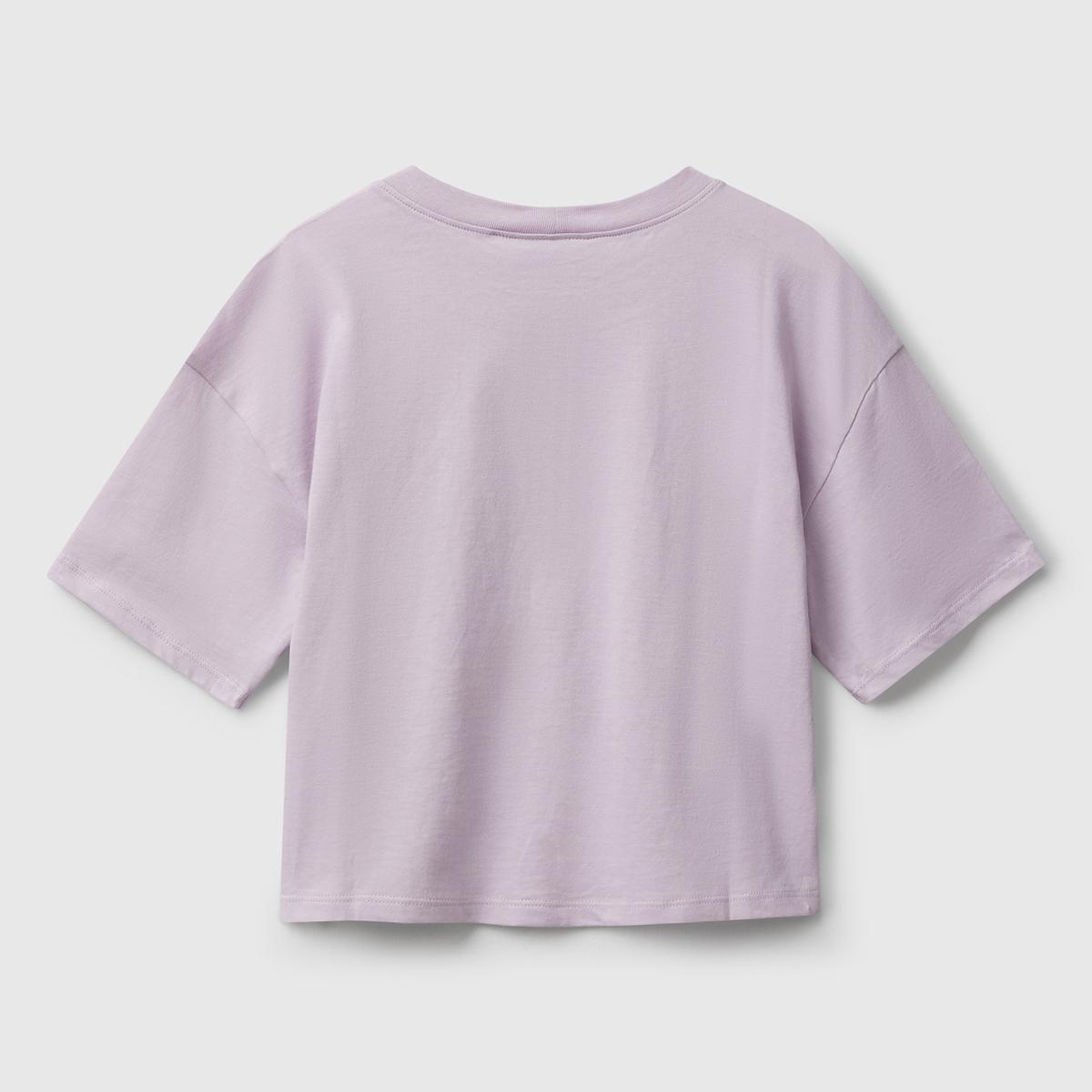 Kız Çocuk Lila Önü Baskılı Boxy T-shirt