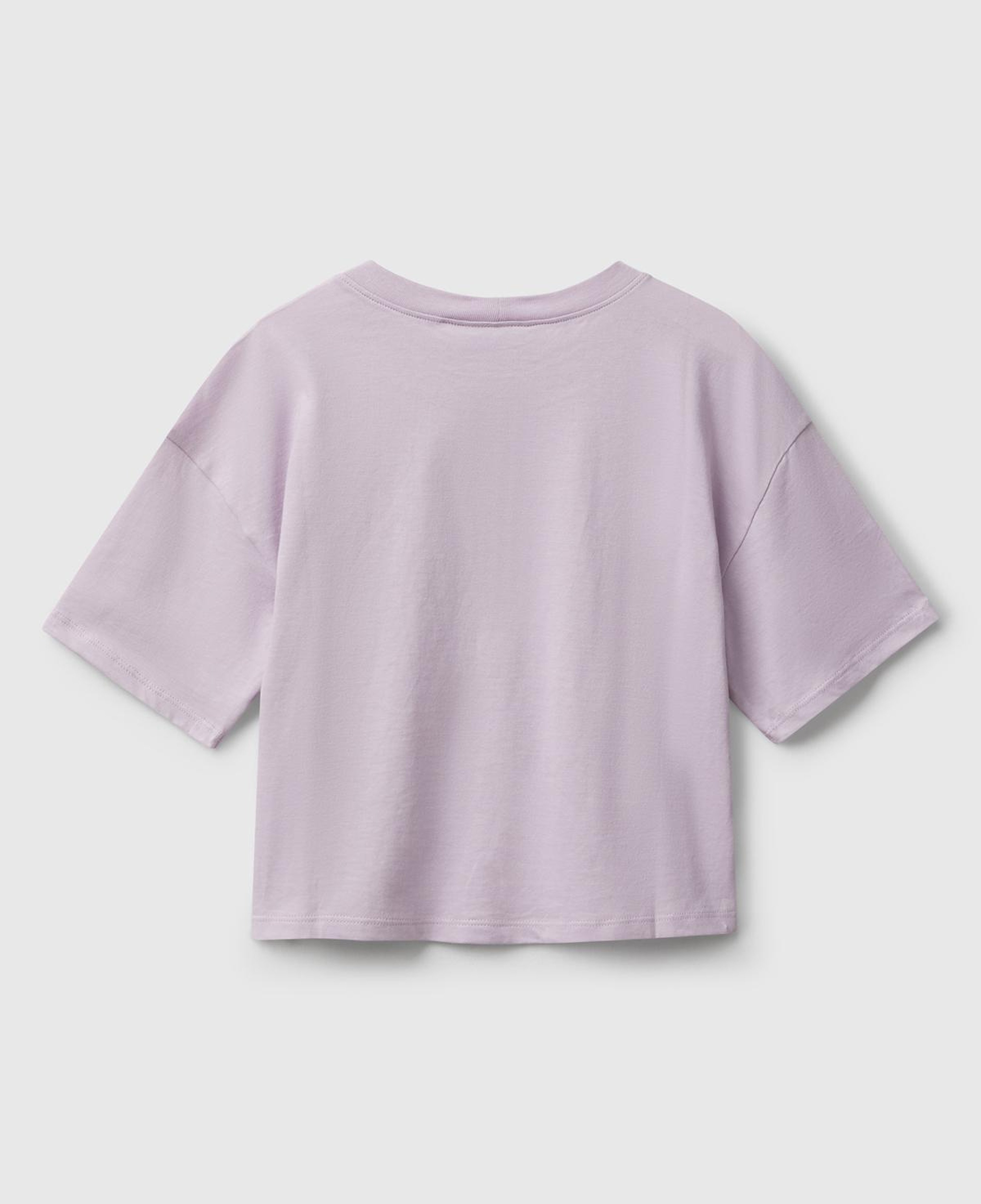 Kız Çocuk Lila Önü Baskılı Boxy T-shirt
