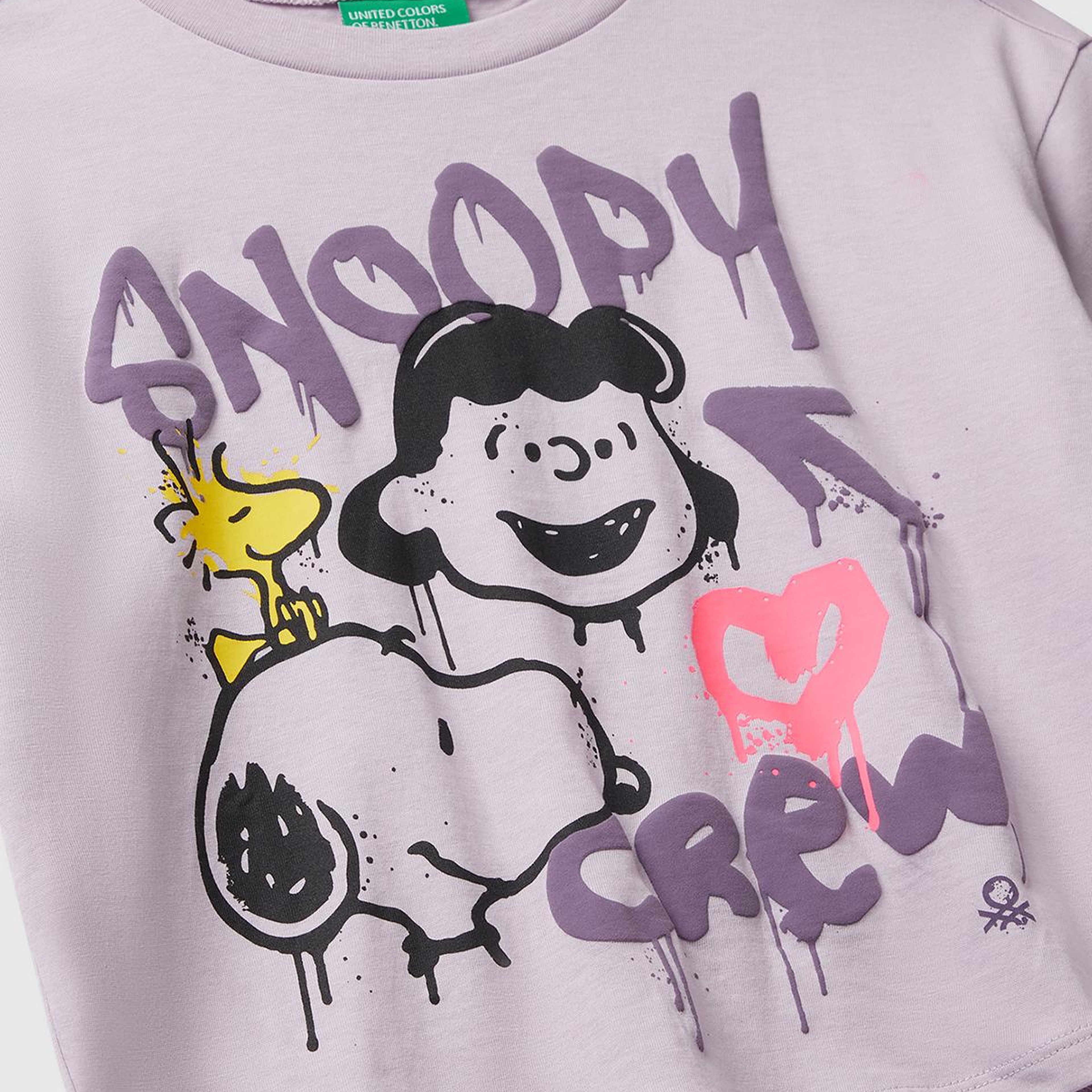 Kız Çocuk Lila Önü Baskılı Boxy T-shirt