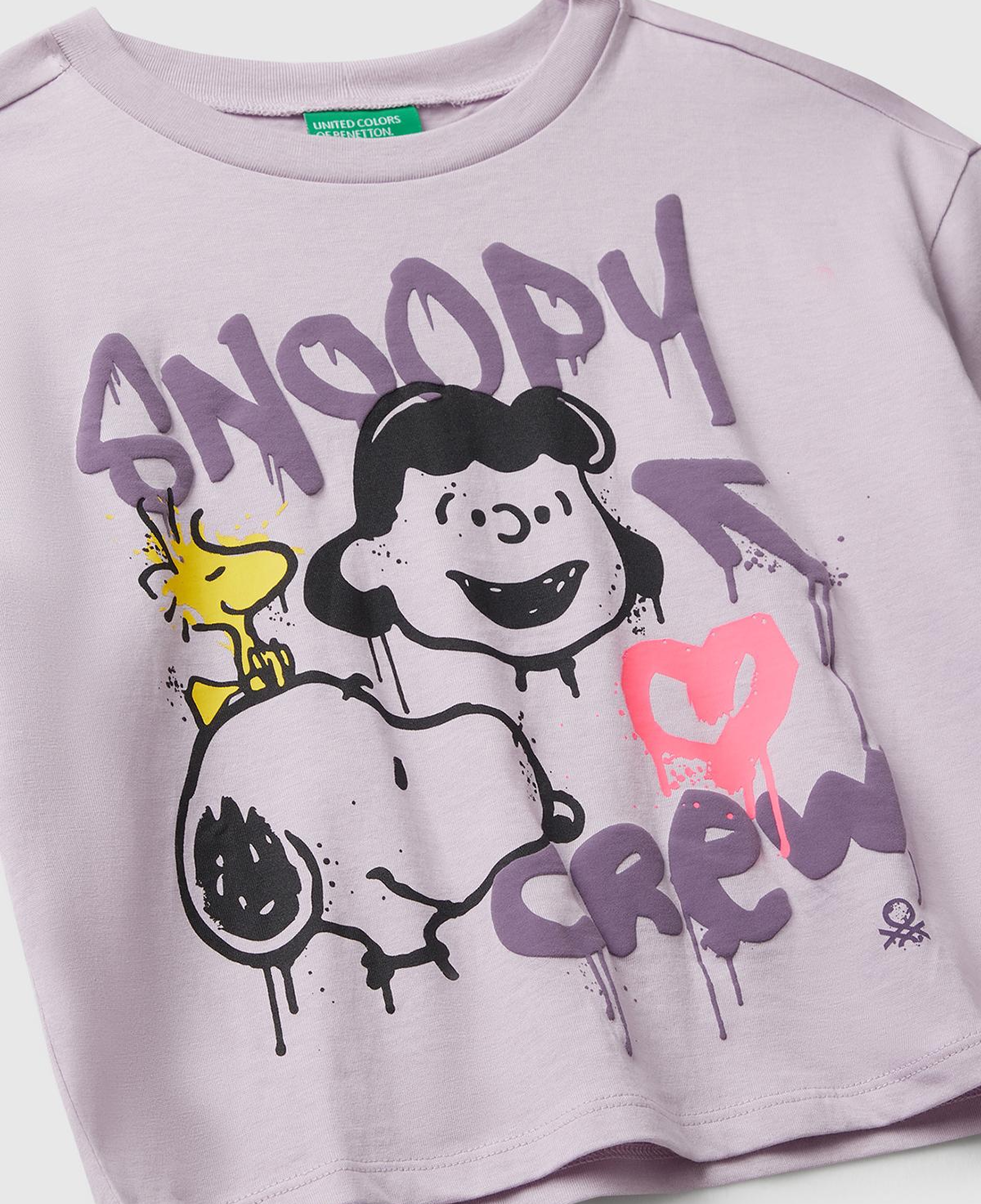 Kız Çocuk Lila Önü Baskılı Boxy T-shirt