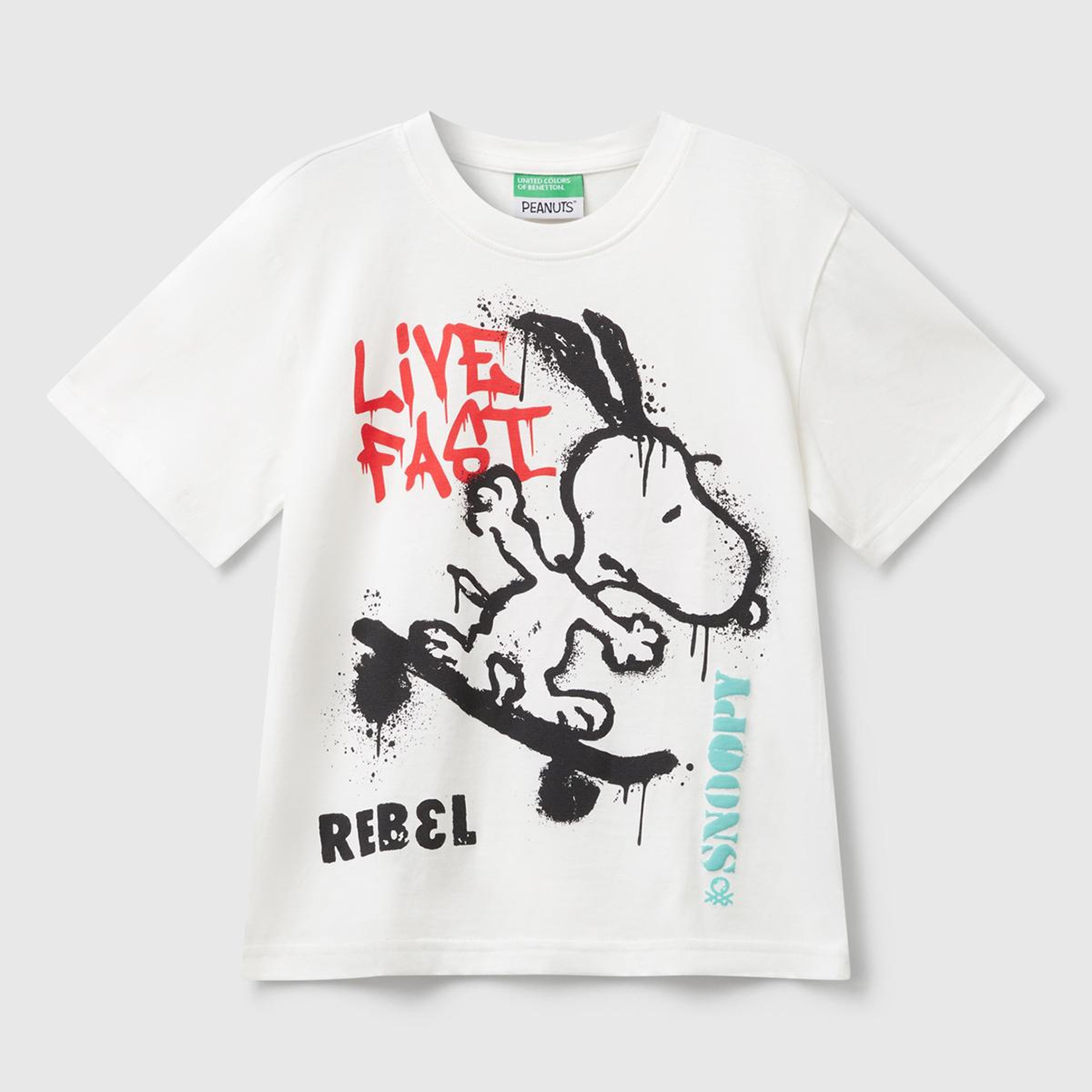 Erkek Çocuk Ekru Önü Renkli Peanuts Baskılı T-shirt