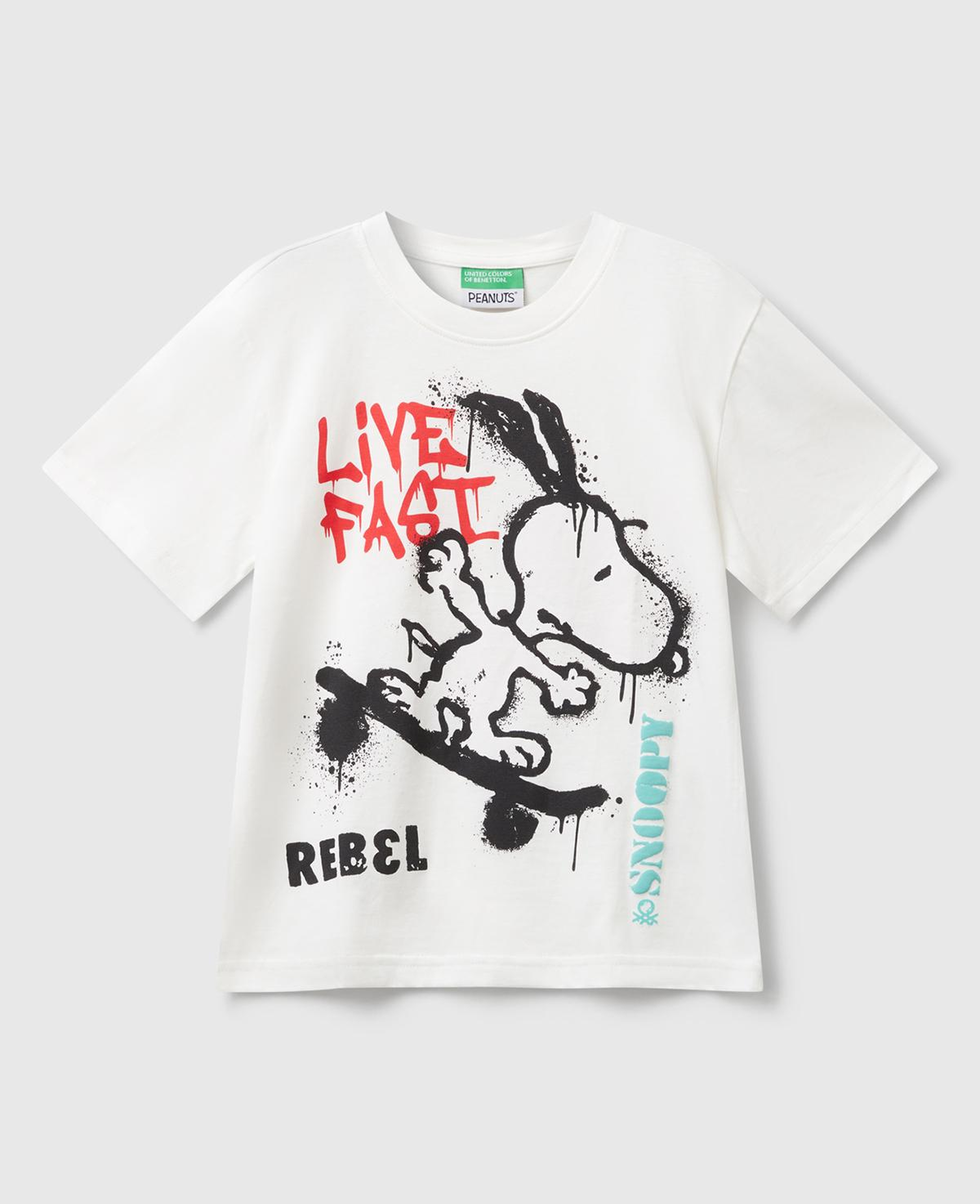 Erkek Çocuk Ekru Önü Renkli Peanuts Baskılı T-shirt