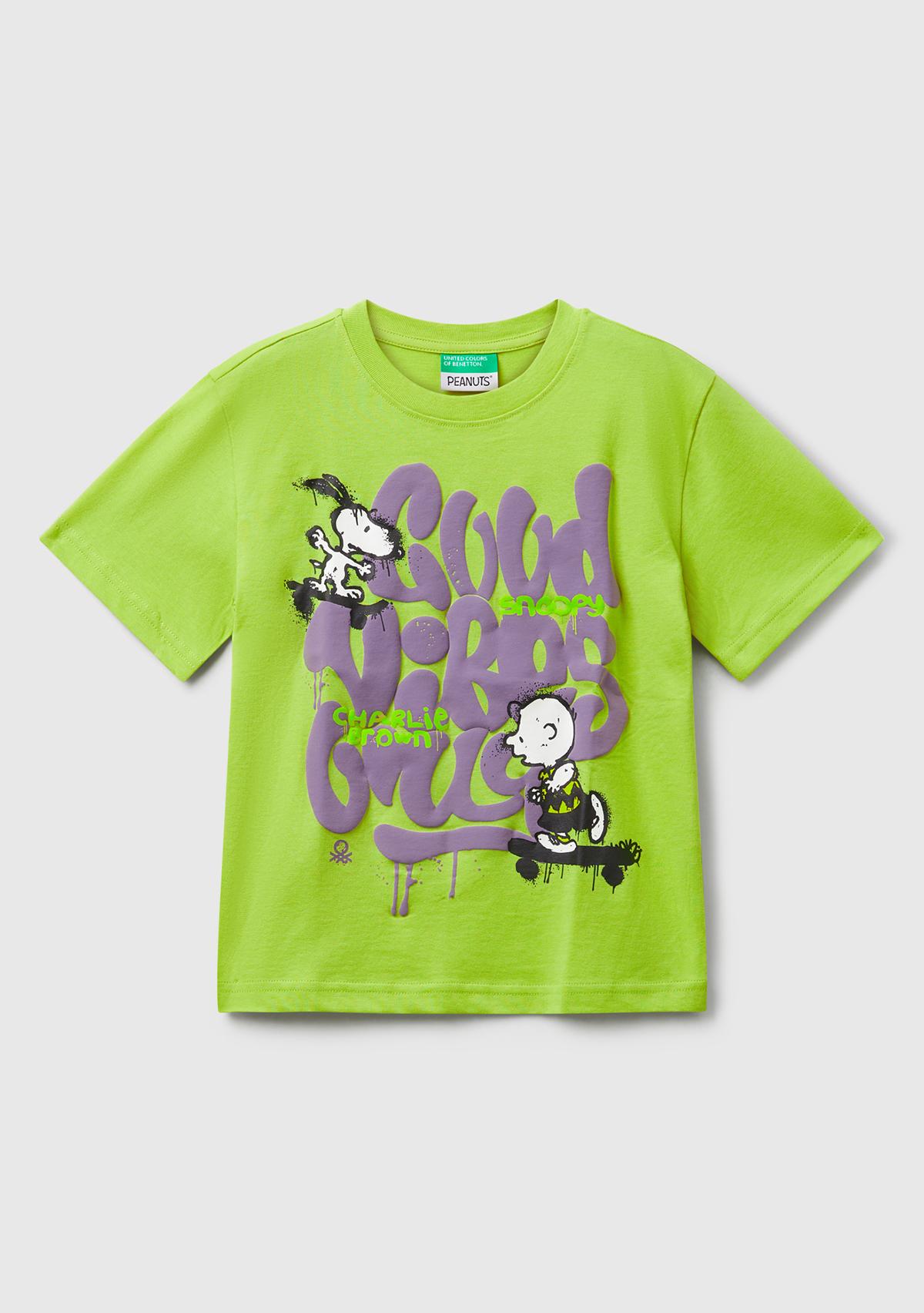 Erkek Çocuk Hardal Önü Renkli Peanuts Baskılı T-shirt