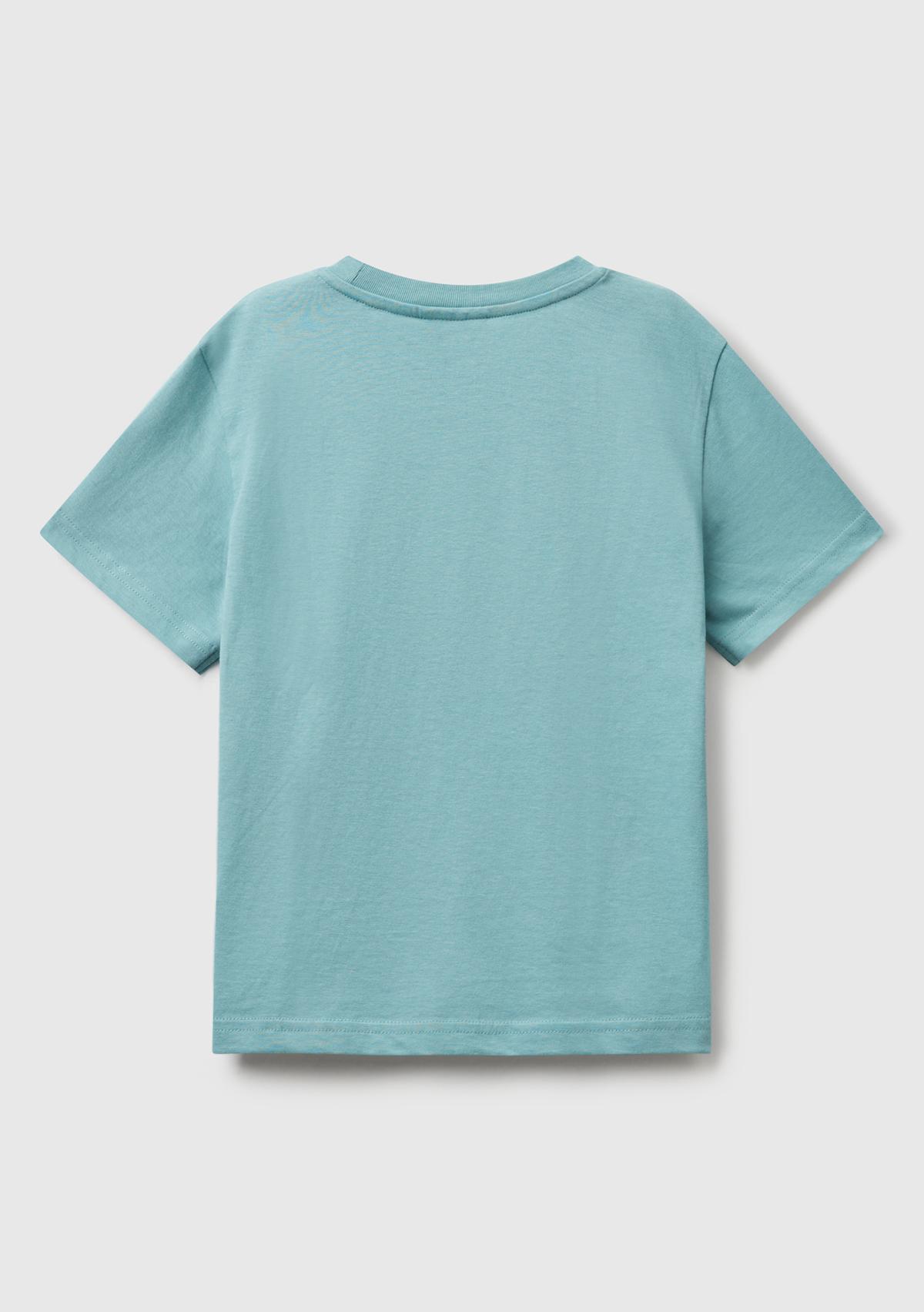 Erkek Çocuk Gri-Yeşil Önü Renkli Peanuts Baskılı T-shirt