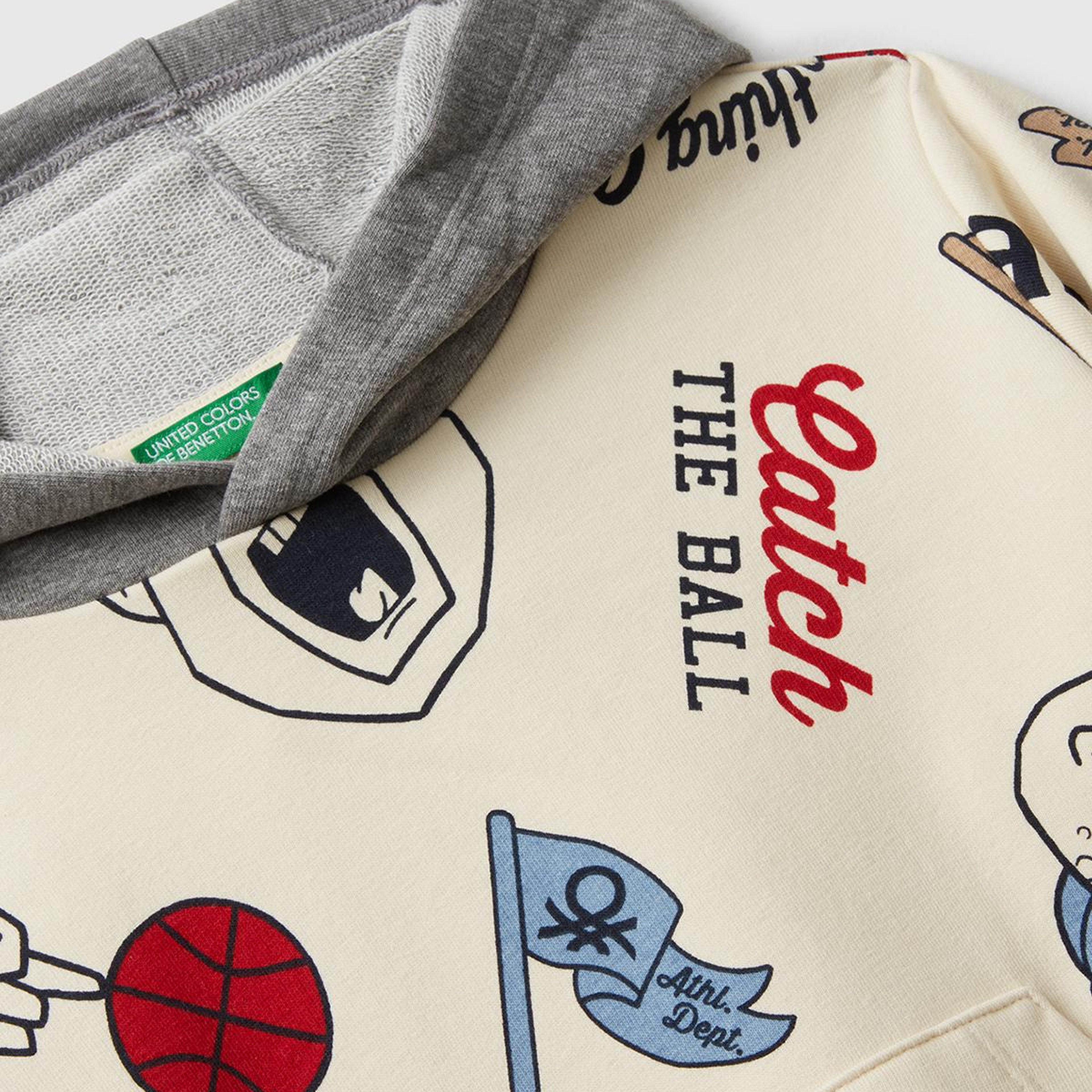 Erkek Çocuk Ekri Mix Tamamı Baskılı Önü Cepli Kapüşonlu Sweatshirt