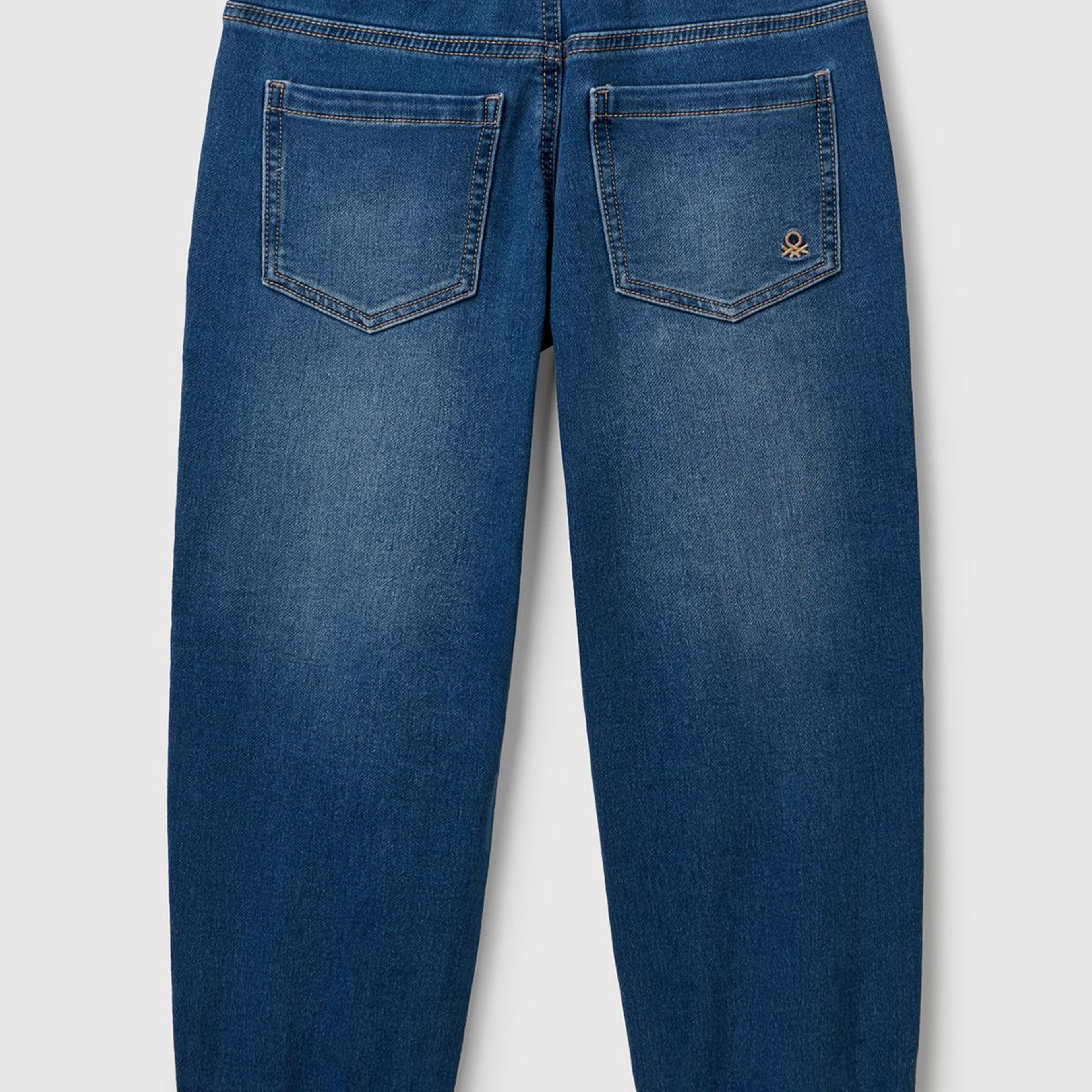 Erkek Çocuk Koyu Mavi Logo Detaylı Büzgü İpli Denim Jogger Pantolon