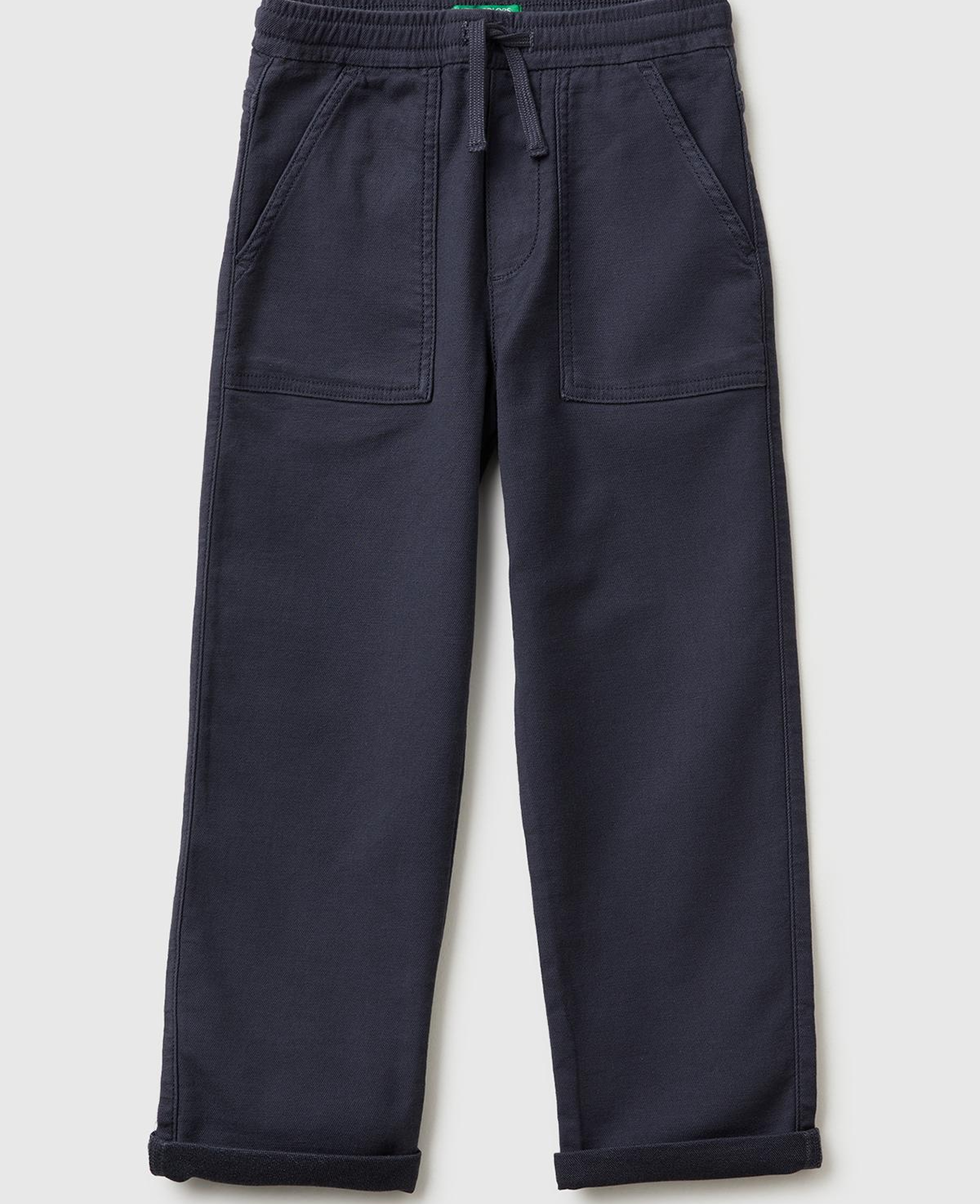 Erkek Çocuk Koyu Gri Arka Cebi Logo İşlemeli Dört Cepli Jogger Pantolon