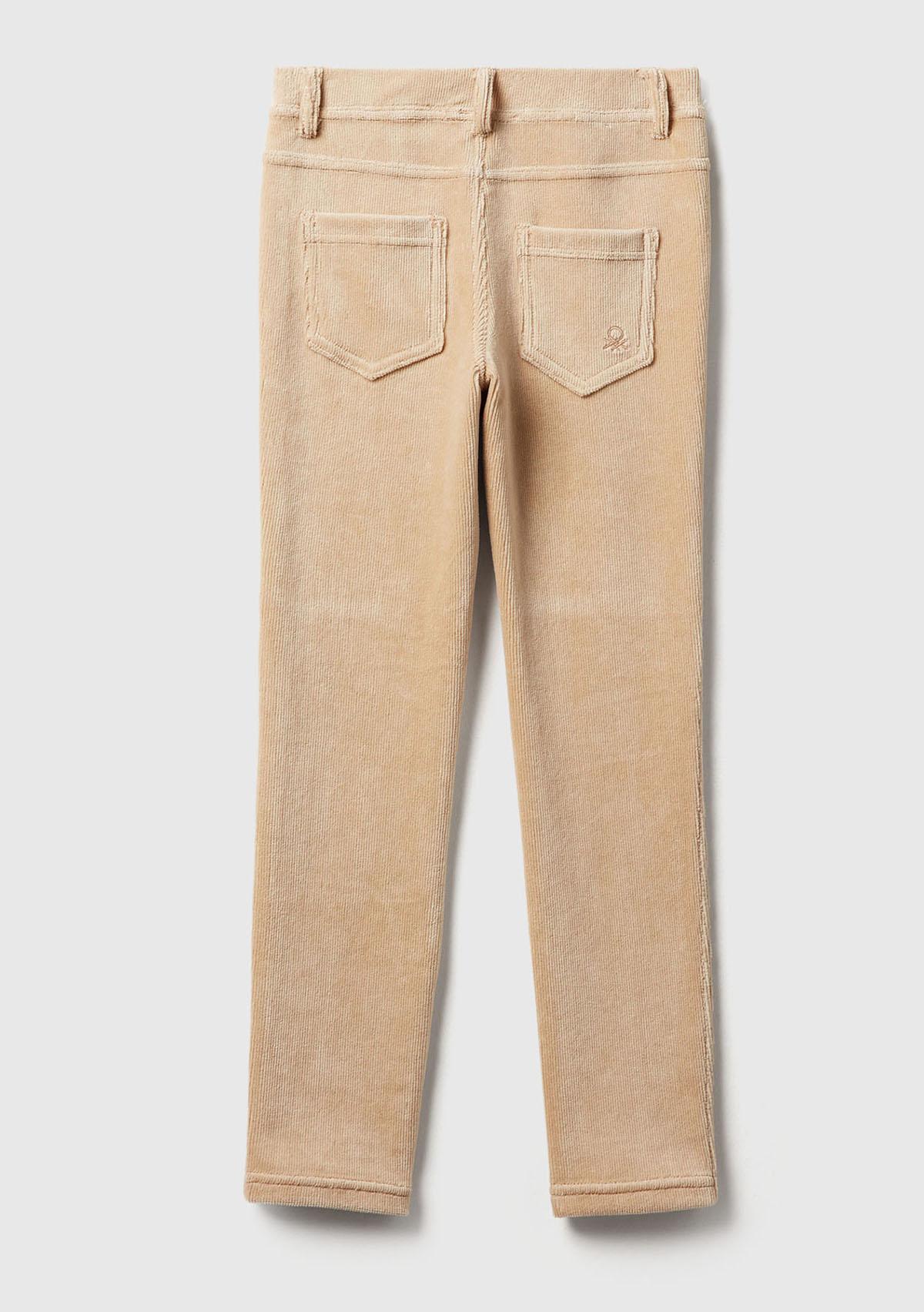 Kız Çocuk Bej Kadife Jegging