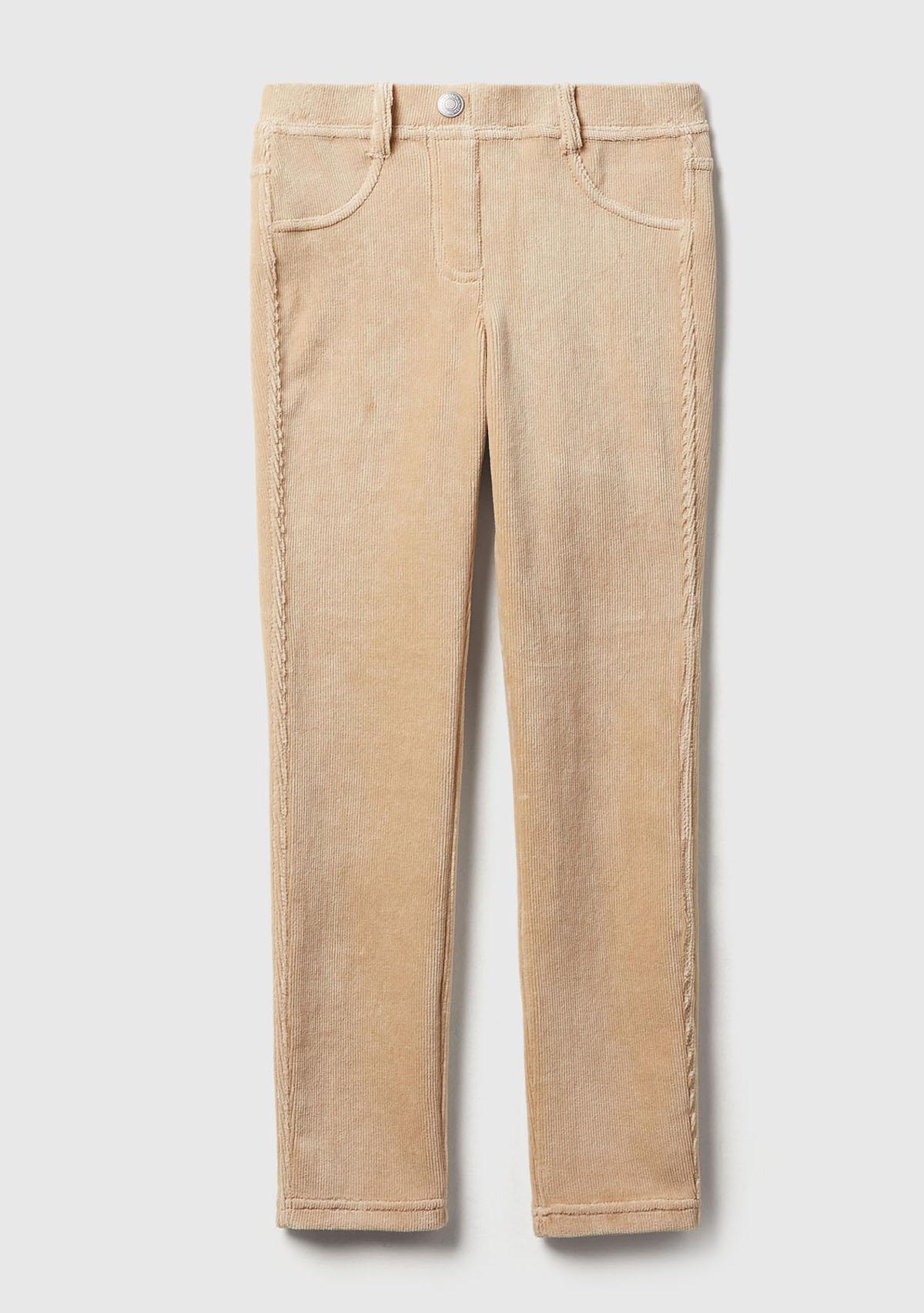 Kız Çocuk Bej Kadife Jegging
