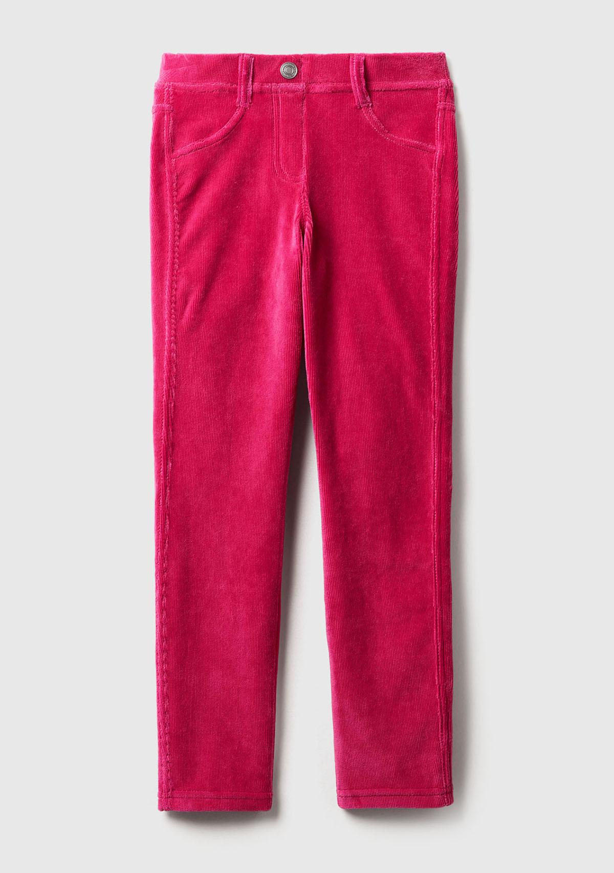 Kız Çocuk Pembe Kadife Jegging