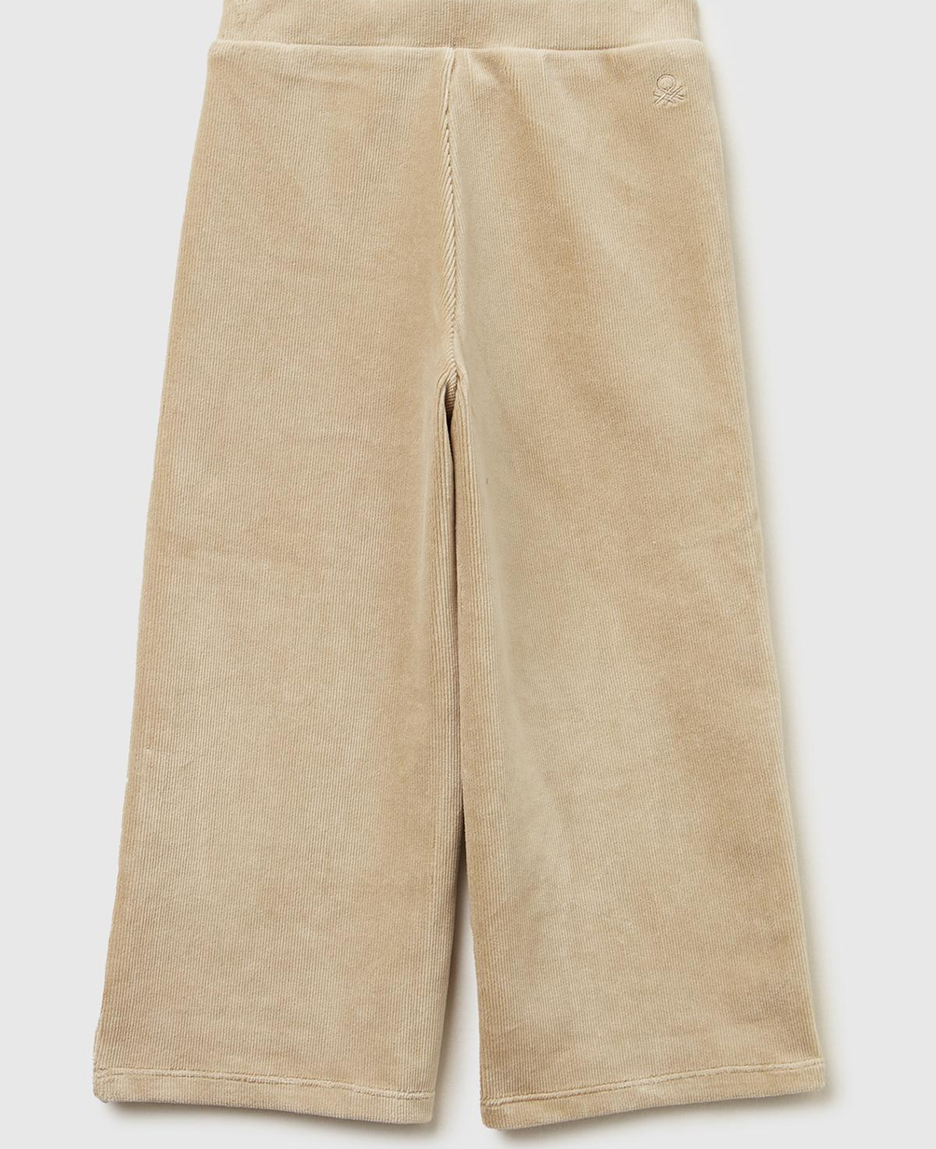 Kız Çocuk Gri Arkası Logo İşlemeli Geniş Paça Pantolon