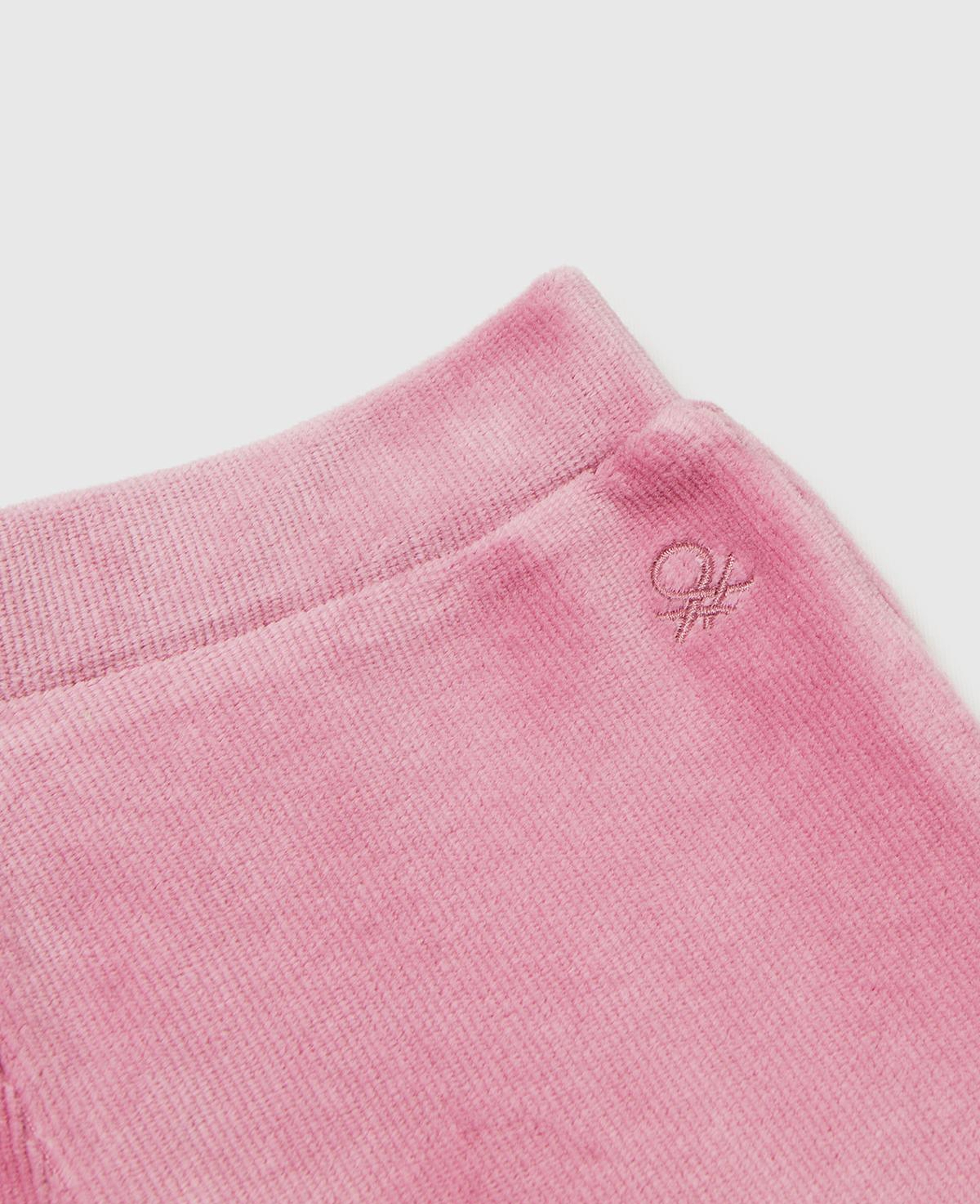 Kız Çocuk Gül Kurusu Arkası Logo İşlemeli Geniş Paça Pantolon
