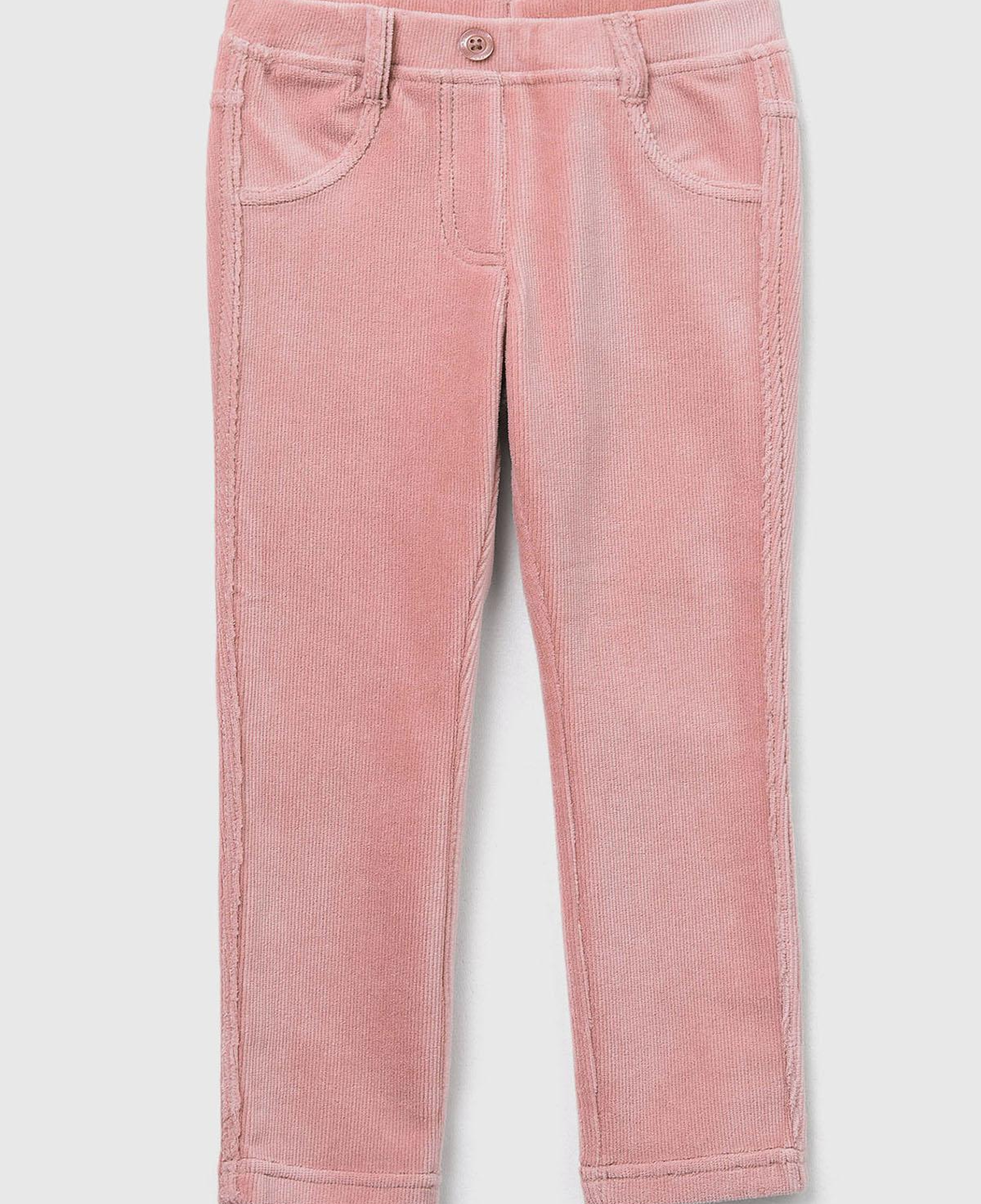 Kız Çocuk Toz Pembe Fitilli Kadife Tayt